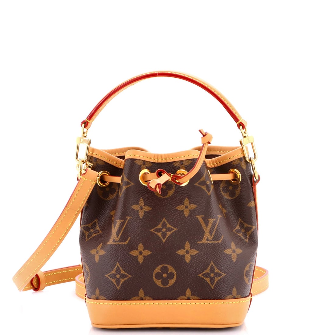 Louis Vuitton Noe NM Handbag, Monogram Canvas Nano: Louis Vuitton Noe NM Handbag, Monogram Canvas Nano Experience the timeless elegance of Louis Vuitton's iconic Noe NM Handbag, crafted from durable canvas-coated monogram canvas and boasting a rich