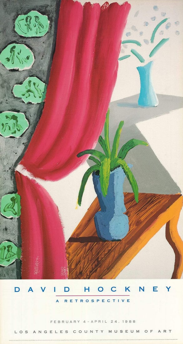 Art DAVID HOCKNEY Still Life with Magenta Curtain 38.5" x 20.75" Poster 1988 Pop: Art DAVID HOCKNEY Still Life with Magenta Curtain 38.5" x 20.75" Poster 1988 Pop Experience the iconic style of David Hockney with this 1988 offset lithograph print, Still Life with Magenta Curtain. M