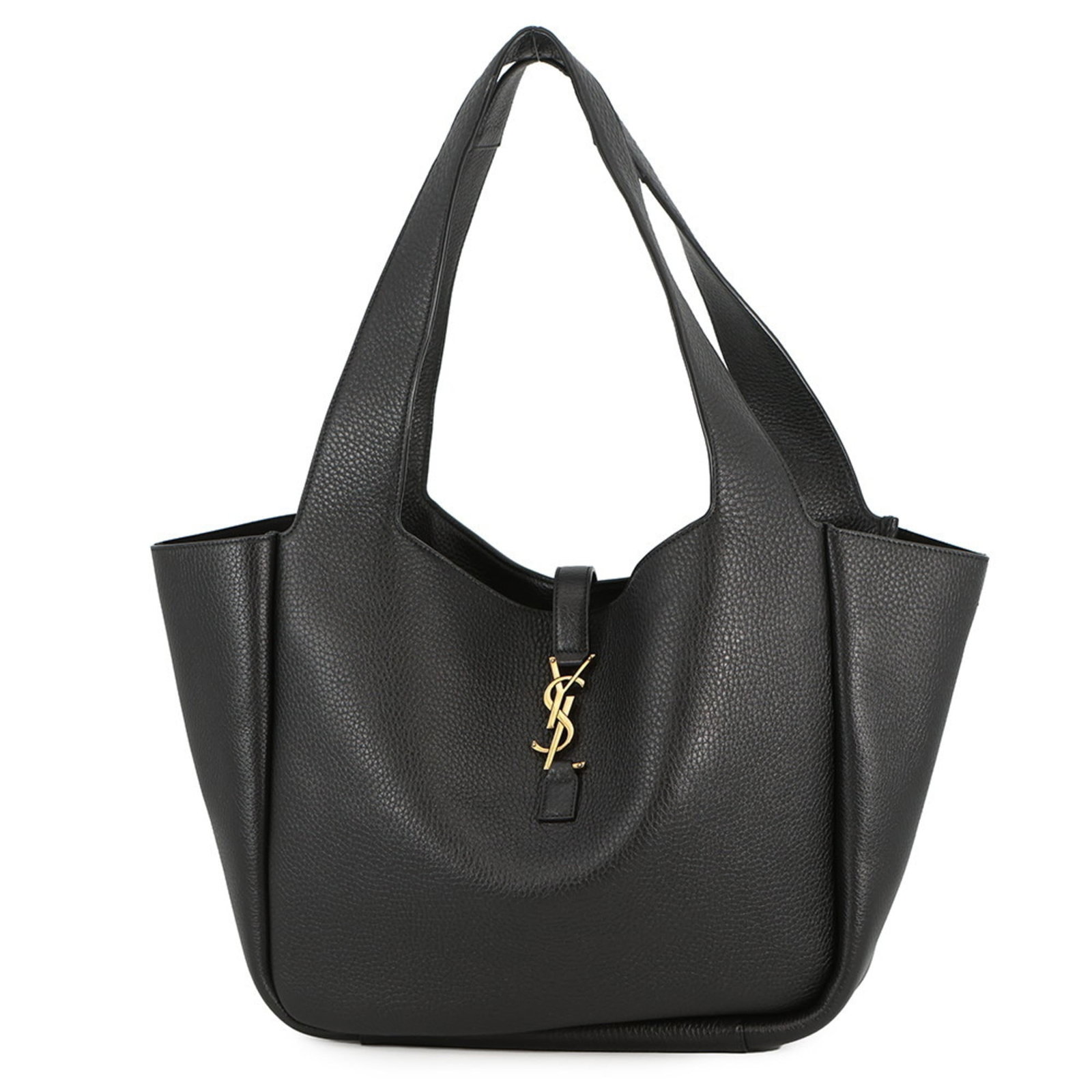 Tote Bag Leather - Yves Saint Laurent Handbag: Tote Bag Leather - Yves Saint Laurent Handbag Elevate your style with the timeless elegance of a vintage Yves Saint Laurent tote bag, crafted from rich black leather and adorned with sleek gold hardwa