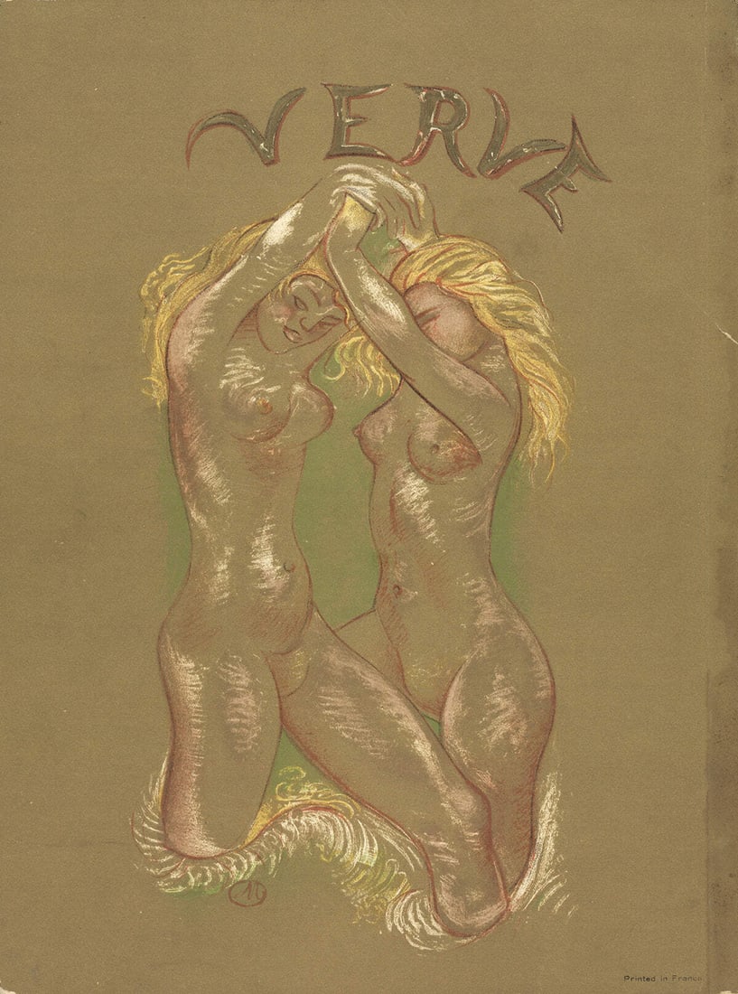 B ARISTIDE MAILLOL Verve (Cover Only) 14" x 10.25" Lithograph 1939 Impressionism: B ARISTIDE MAILLOL Verve (Cover Only) 14" x 10.25" Lithograph 1939 Impressionism Experience the elegance of Aristide Maillol's 1939 lithograph, Verve (Cover Only), a stunning example of Impressionist