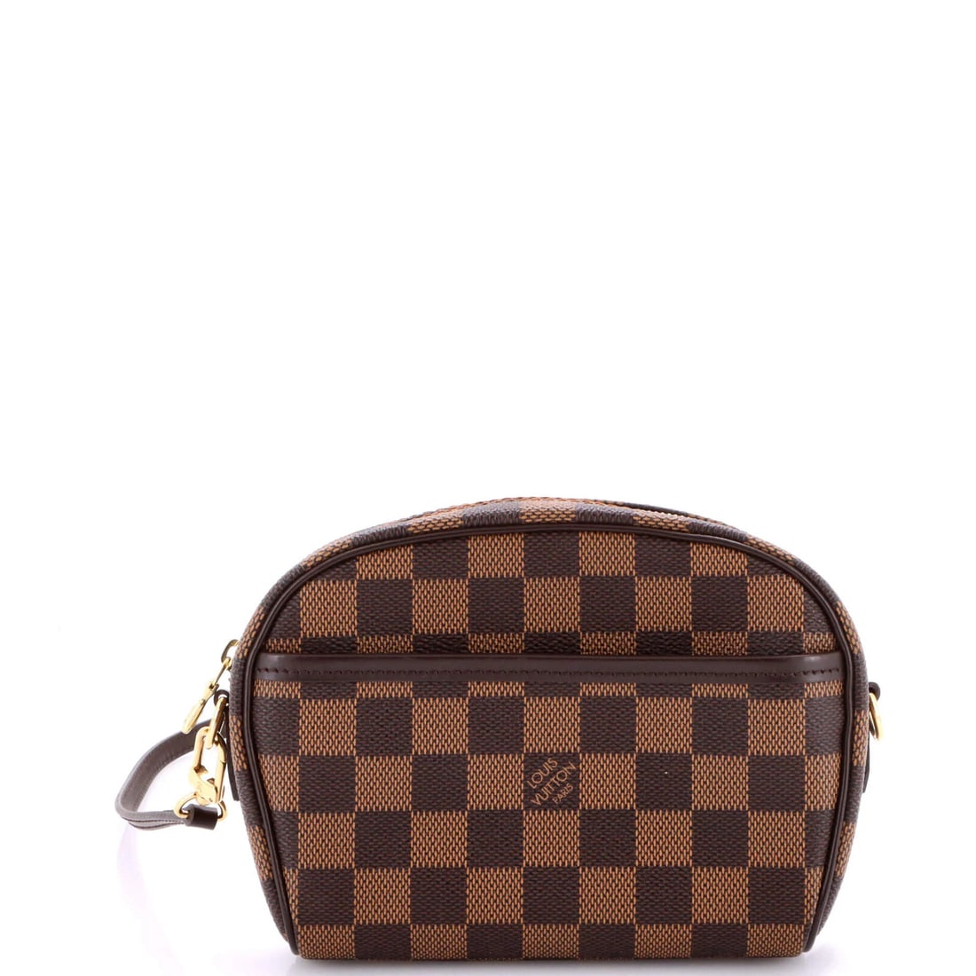 Louis Vuitton Ipanema Pochette in Damier: Louis Vuitton Ipanema Pochette in Damier The iconic Louis Vuitton Ipanema Pochette in Damier is a timeless and stylish accessory that exudes luxury. With its signature brown canvas exterior, gold hard