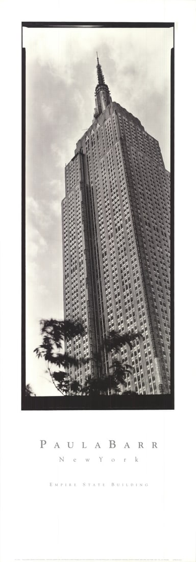 Bl PAULA BARR Empire State Building 40" x 14" Offset Lithograph 1998 Photography: Bl PAULA BARR Empire State Building 40" x 14" Offset Lithograph 1998 Photography A rare and iconic print by renowned artist Paula Barr, this 1998 offset lithograph captures the majestic silhouette of