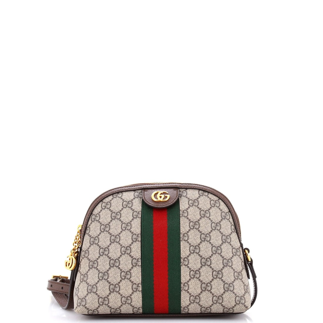 Gucci Ophidia Dome Shoulder Bag - Small GG Coated Canvas: Gucci Ophidia Dome Shoulder Bag - Small GG Coated Canvas Own the timeless elegance of Gucci's Ophidia Dome Shoulder Bag, crafted from high-quality GG Coated Canvas in rich brown hues. With its classic