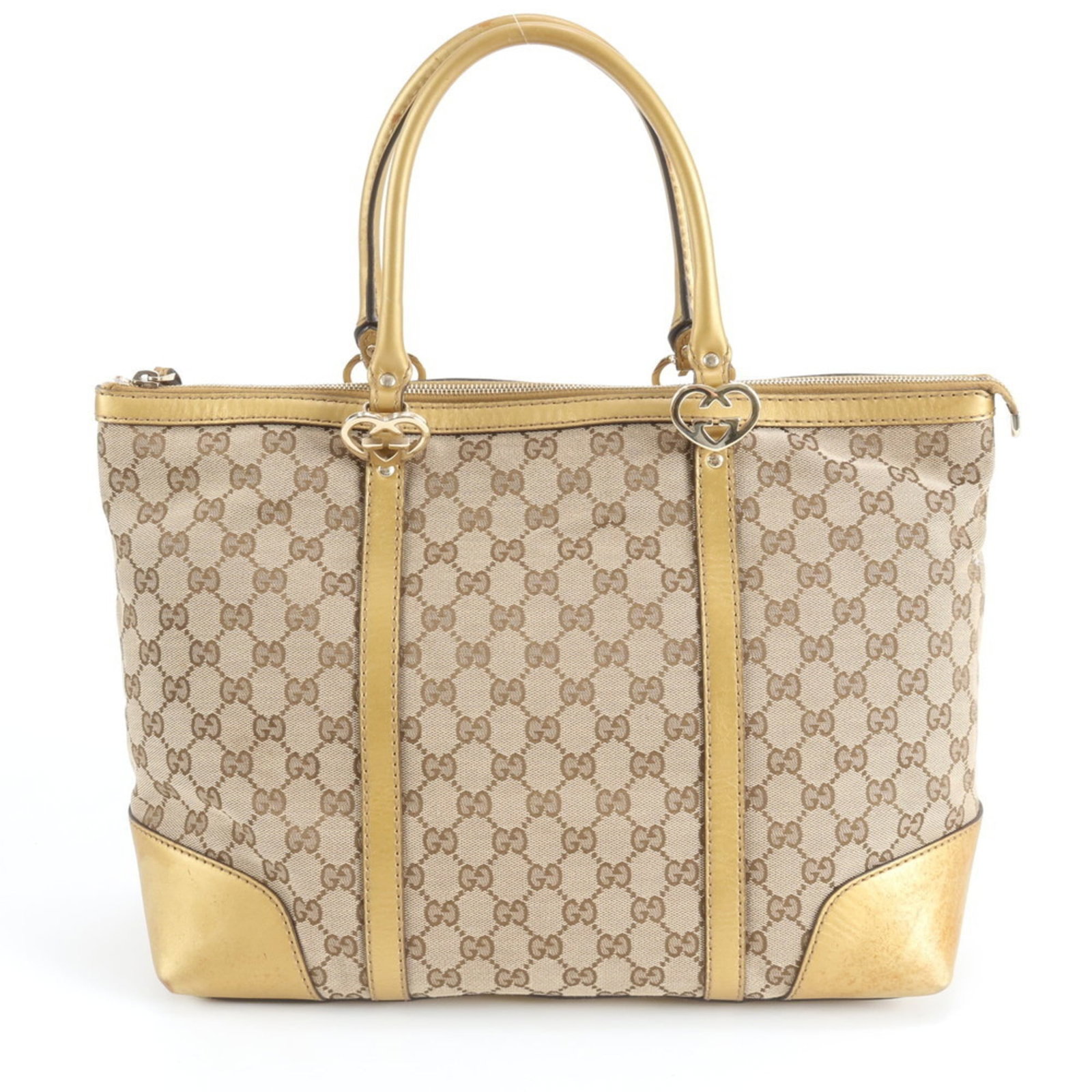 Leather - Gucci Handbag - Tote Bag Gg Canvas: Leather - Gucci Handbag - Tote Bag Gg Canvas A timeless Gucci tote bag in rich brown leather, crafted from high-quality Gg Canvas and adorned with classic Gucci style. With its spacious 28cm x 35cm in