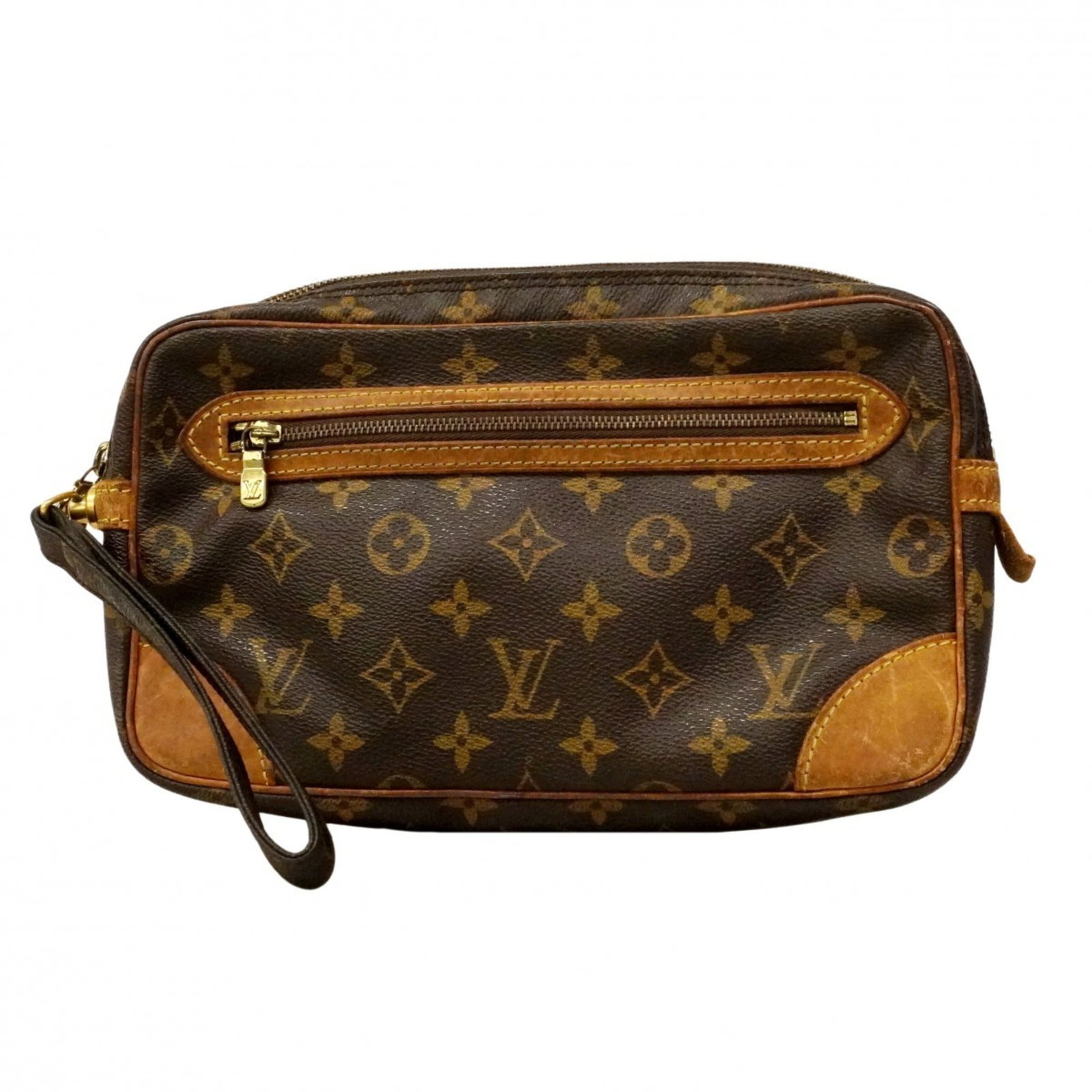 Bag Louis Vuitton Clutch: Bag Louis Vuitton Clutch A timeless piece from the iconic Louis Vuitton brand, this brown clutch bag boasts classic design and premium quality. With its spacious interior and sleek dimensions (15cm x