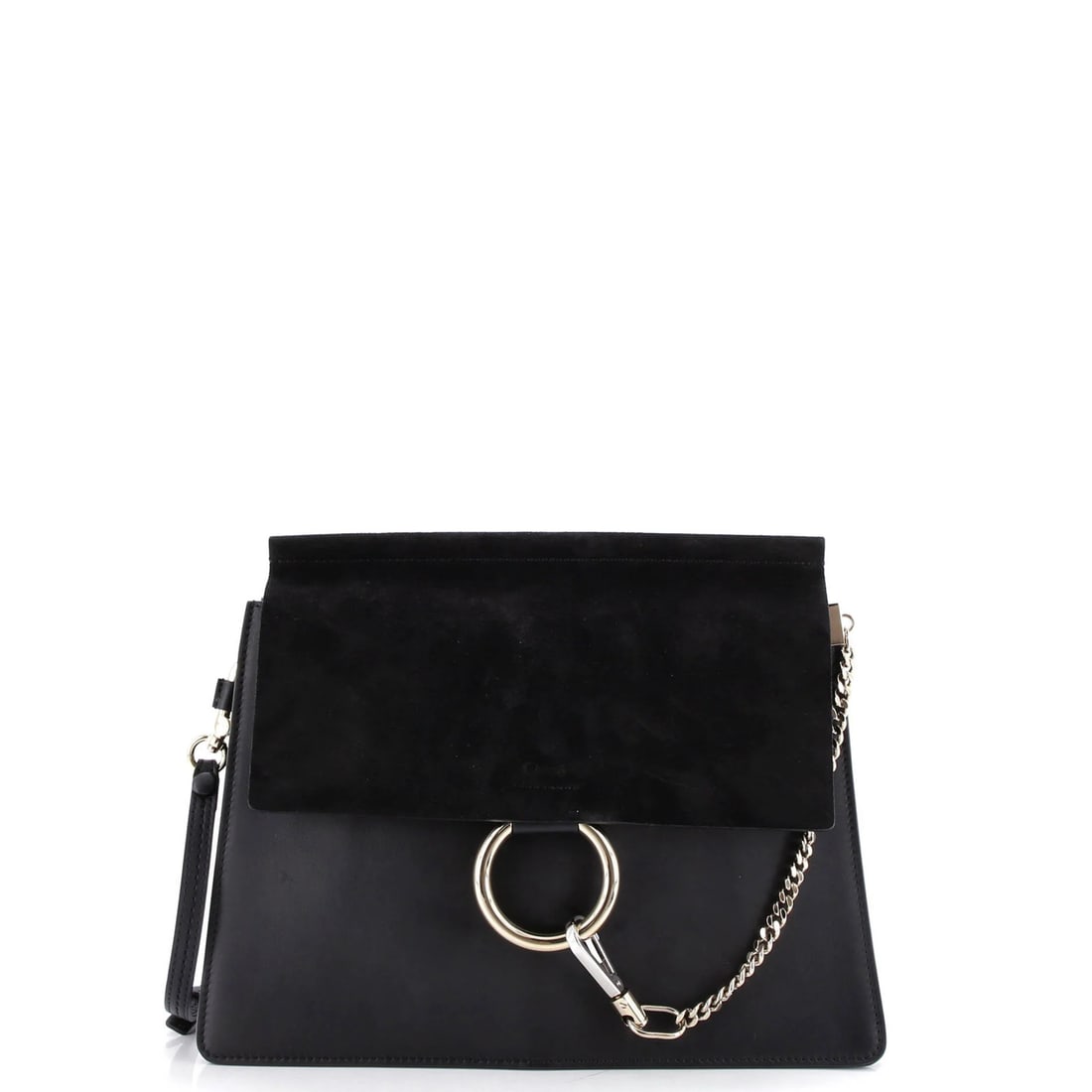Chloe Faye Medium Leather & Suede Shoulder Bag: Chloe Faye Medium Leather & Suede Shoulder Bag The Chloe Faye Medium Leather & Suede Shoulder Bag is a timeless, sophisticated accessory that exudes effortless elegance. With its sleek black leather