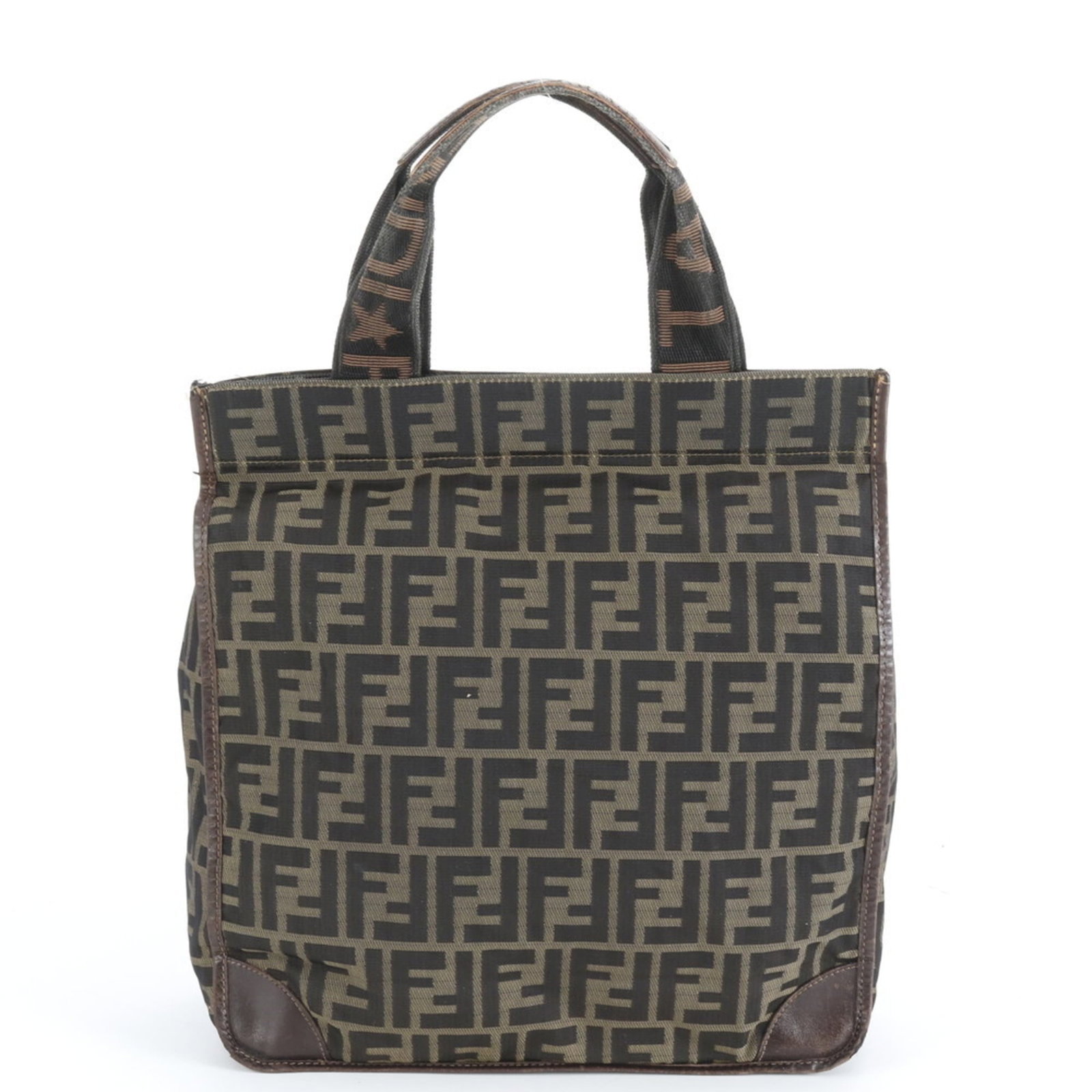 Fendi Tote Bag in Leather and Canvas: Fendi Tote Bag in Leather and Canvas A timeless Fendi tote in rich brown leather and canvas, perfect for adding an air of sophistication to any outfit. With its classic design and spacious interior, t