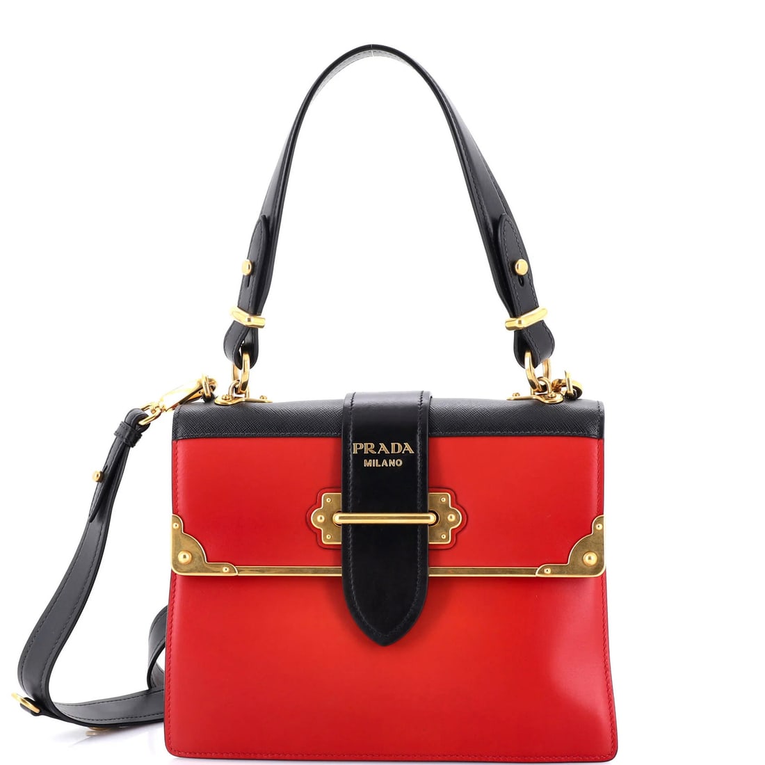 Medium Prada Cahier Convertible Shoulder Bag City Calf and Saffiano: Medium Prada Cahier Convertible Shoulder Bag City Calf and Saffiano A stunning Prada Cahier Convertible Shoulder Bag, crafted from luxurious Saffiano leather and available in two striking colors - bla