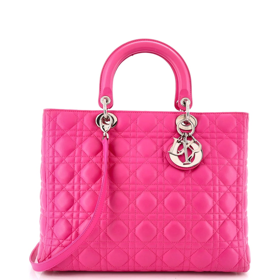 Christian Dior Lady Dior Bag - Cannage Quilt Lambskin Large: Christian Dior Lady Dior Bag - Cannage Quilt Lambskin Large The iconic Christian Dior Lady Dior Bag is a timeless masterpiece, boasting the signature Cannage Quilt Lambskin design that exudes luxury a