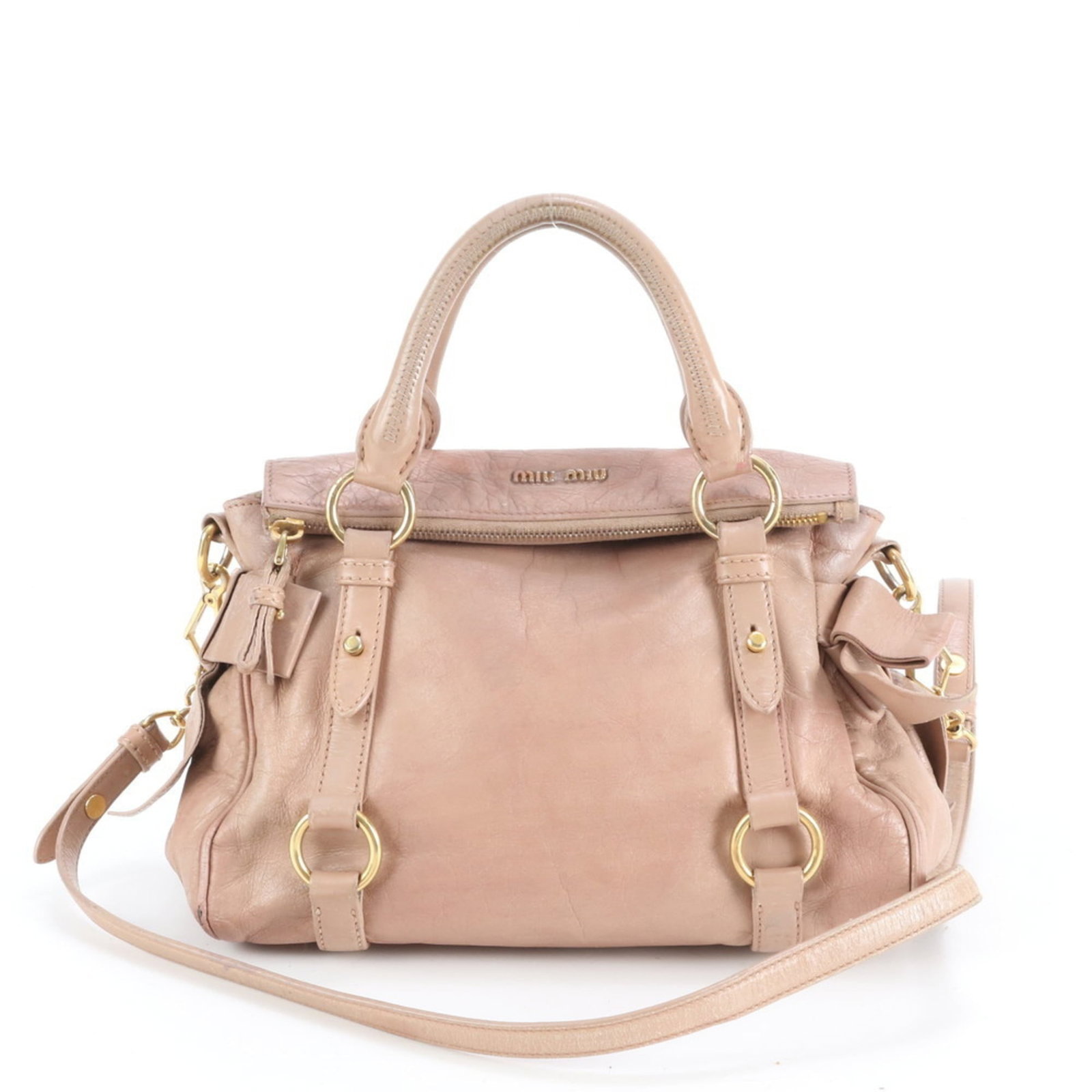 Tote Bag Leather - Miu Handbag - Shoulder Bag: Tote Bag Leather - Miu Handbag - Shoulder Bag A chic and feminine Miu Miu tote bag, crafted from rich leather in a vibrant pink hue, adds a pop of color to any outfit. With its classic shoulder strap