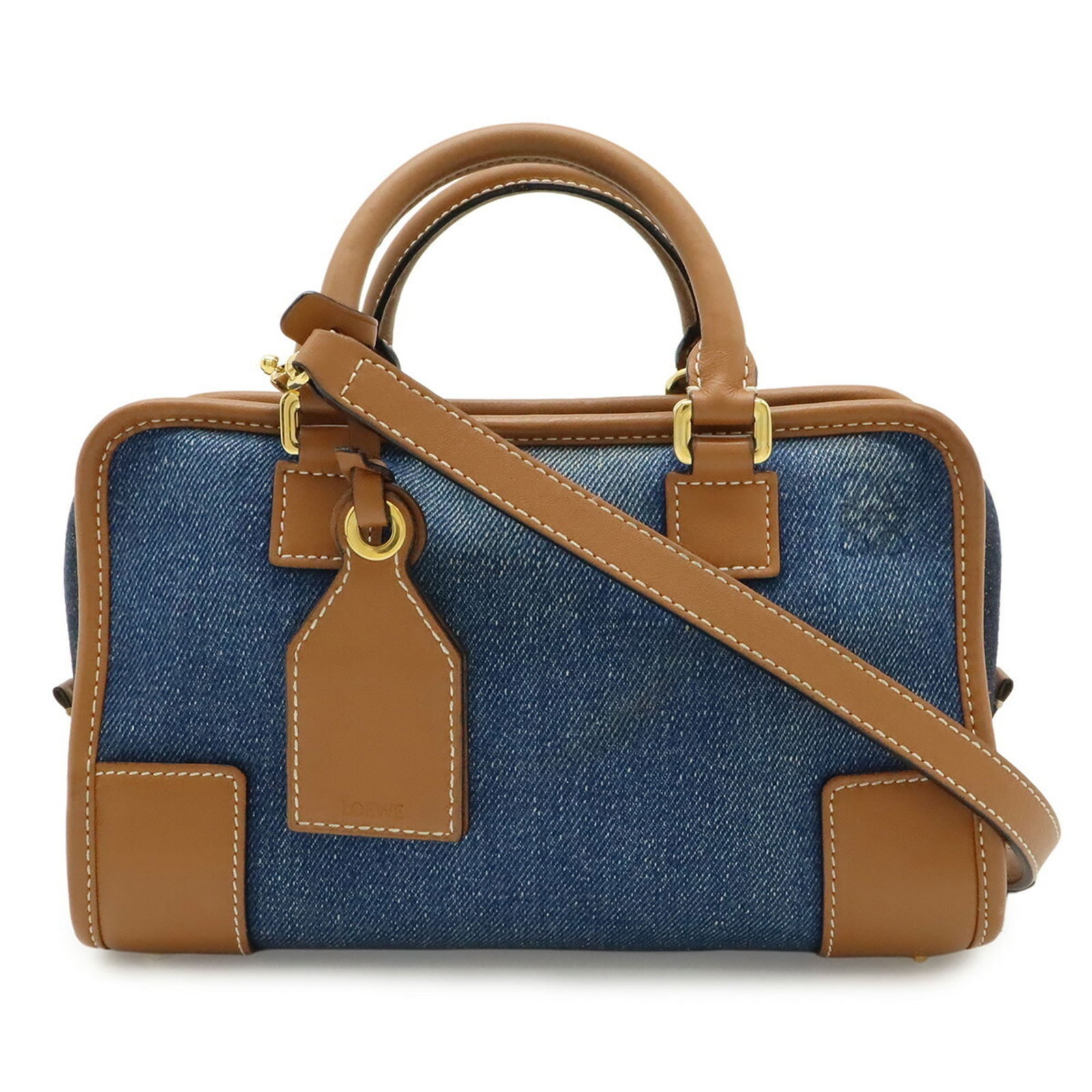 Loewe Denim Leather Shoulder Bag: Loewe Denim Leather Shoulder Bag A stylish and versatile Loewe shoulder bag, crafted from rich denim leather in a beautiful blue hue. With its classic design and premium materials, this bag is perfect