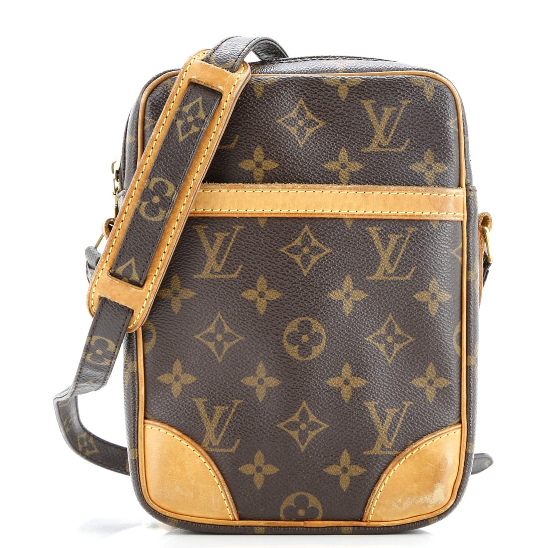 Louis Vuitton Danube Monogram Canvas Handbag: Louis Vuitton Danube Monogram Canvas Handbag A timeless piece from the iconic Louis Vuitton Danube collection, this brown canvas handbag boasts the signature monogram pattern and luxurious leather tri
