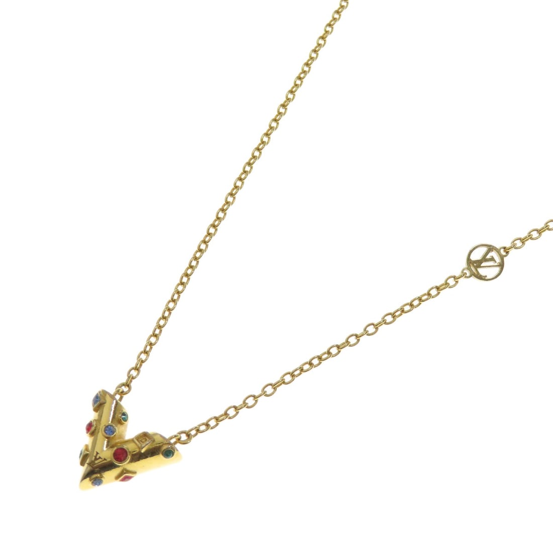 Louis Vuitton M68920 Collier Essential V Planet Necklace in Metal: Louis Vuitton M68920 Collier Essential V Planet Necklace in Metal Elevate your style with the iconic Louis Vuitton Collier Essential V Planet Necklace in gold metal. This sleek and sophisticated piece