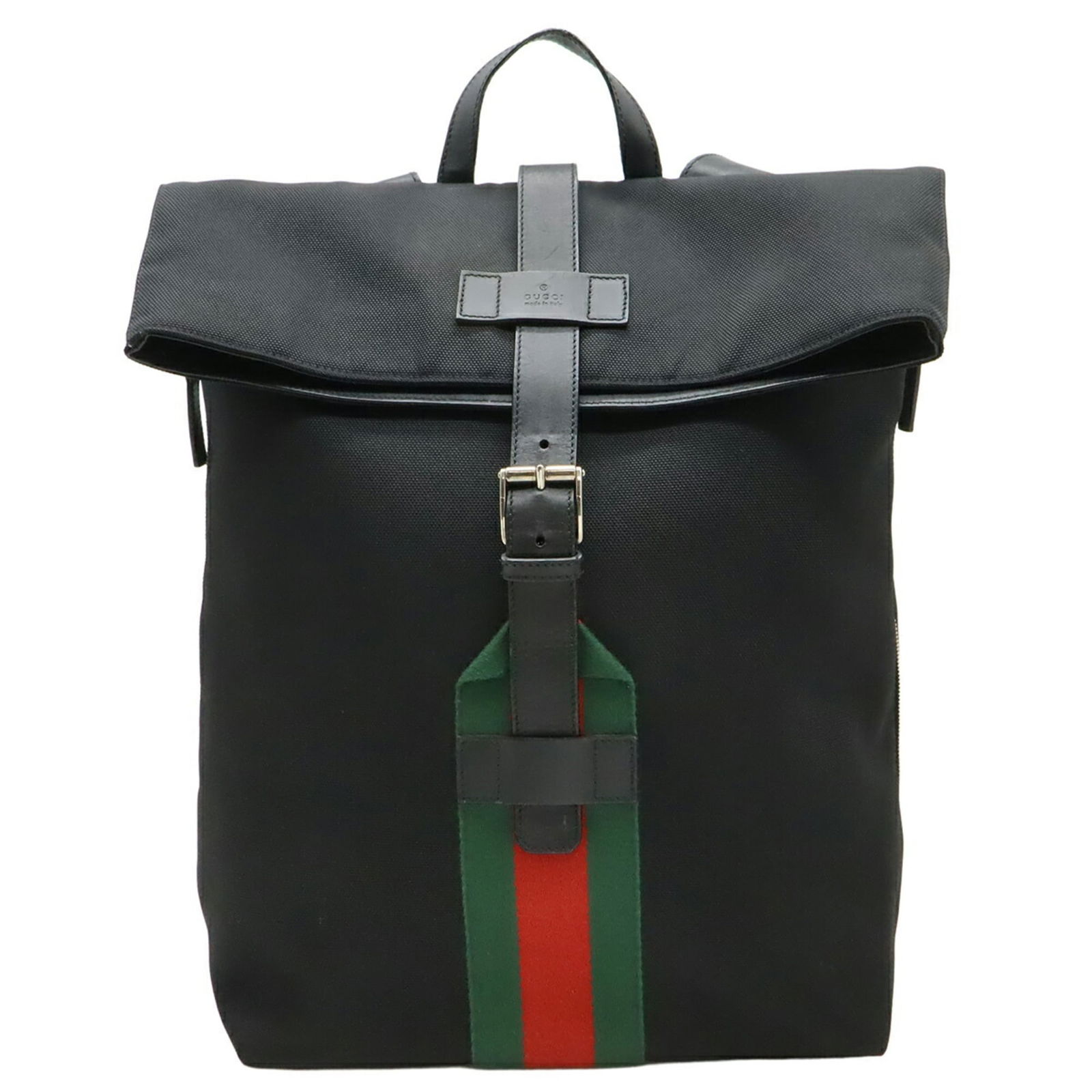 Gucci Canvas Backpack with Leather: Gucci Canvas Backpack with Leather Elevate your everyday style with the iconic Gucci Canvas Backpack, boasting a sleek canvas exterior and rich leather accents in bold black, green, or red hues. This
