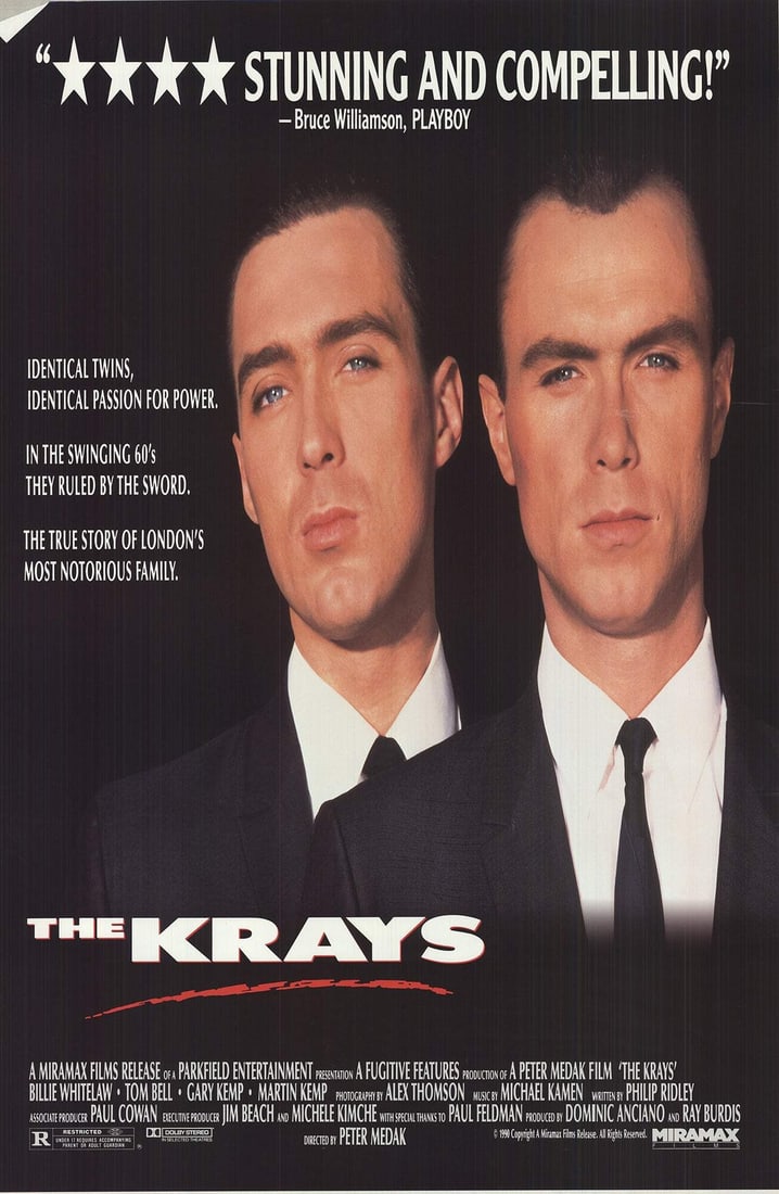 1990 ARTIST UNKNOWN The Krays 41" x 27" Offset Lithograph: 1990 ARTIST UNKNOWN The Krays 41" x 27" Offset Lithograph A rare and iconic print of the infamous Kray twins, "The Krays" offset lithograph is a must-have for film enthusiasts and collectors alike. Me