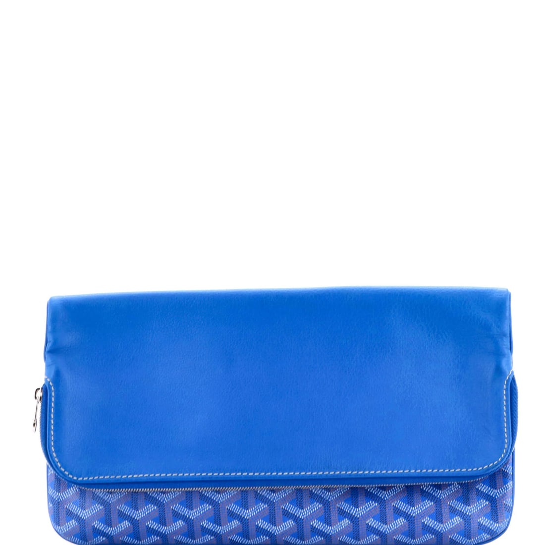 Goyard Saint Marie Clutch in Coated Canvas: Goyard Saint Marie Clutch in Coated Canvas The Goyard Saint Marie Clutch in Coated Canvas is a timeless and stylish accessory that exudes French elegance. Its vibrant blue exterior and sunny yellow in