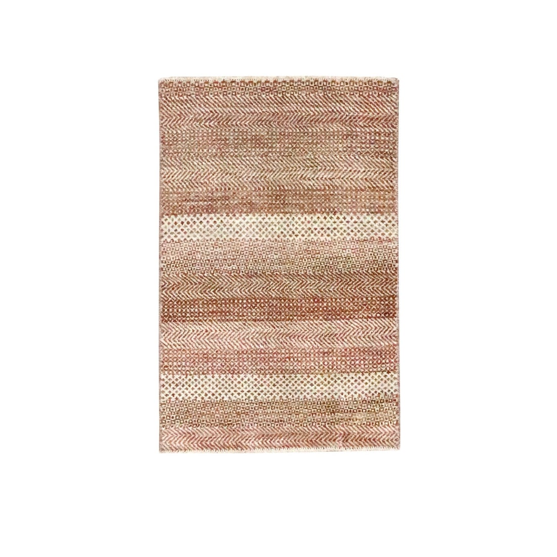 Rug 2'x3' Beige-Red Modern Grass Design Hand Knotted Natural Wool Mat: Rug 2'x3' Beige-Red Modern Grass Design Hand Knotted Natural Wool Mat Experience the warmth and elegance of India's rich cultural heritage with this stunning 2'x3' hand-knotted wool rug, featuring an
