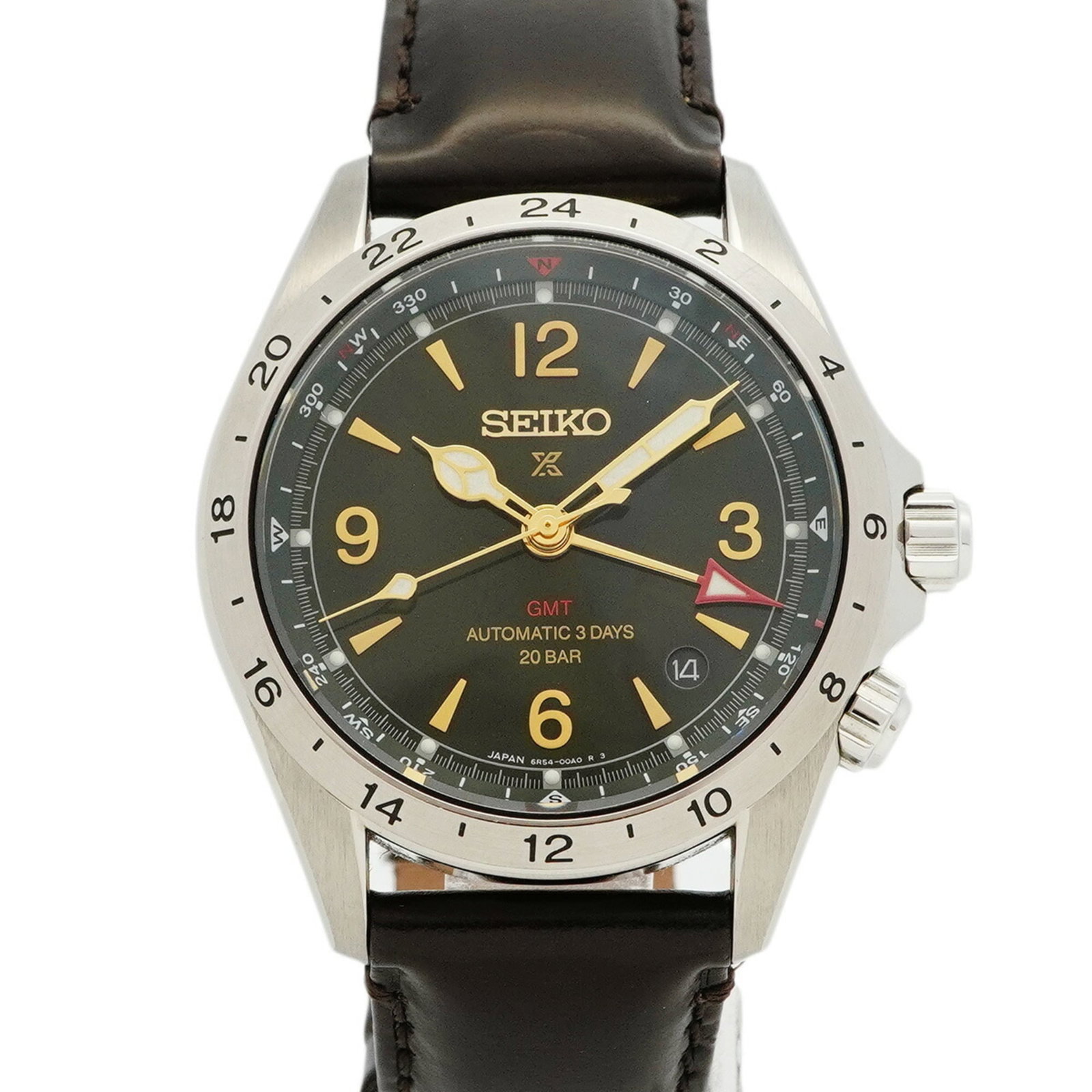 Wristwatch Seiko: Wristwatch Seiko A stylish and reliable Seiko leather strap watch, perfect for everyday wear, boasts a classic green dial against a sleek 39.7mm case, making it a timeless accessory for any gentleman.
