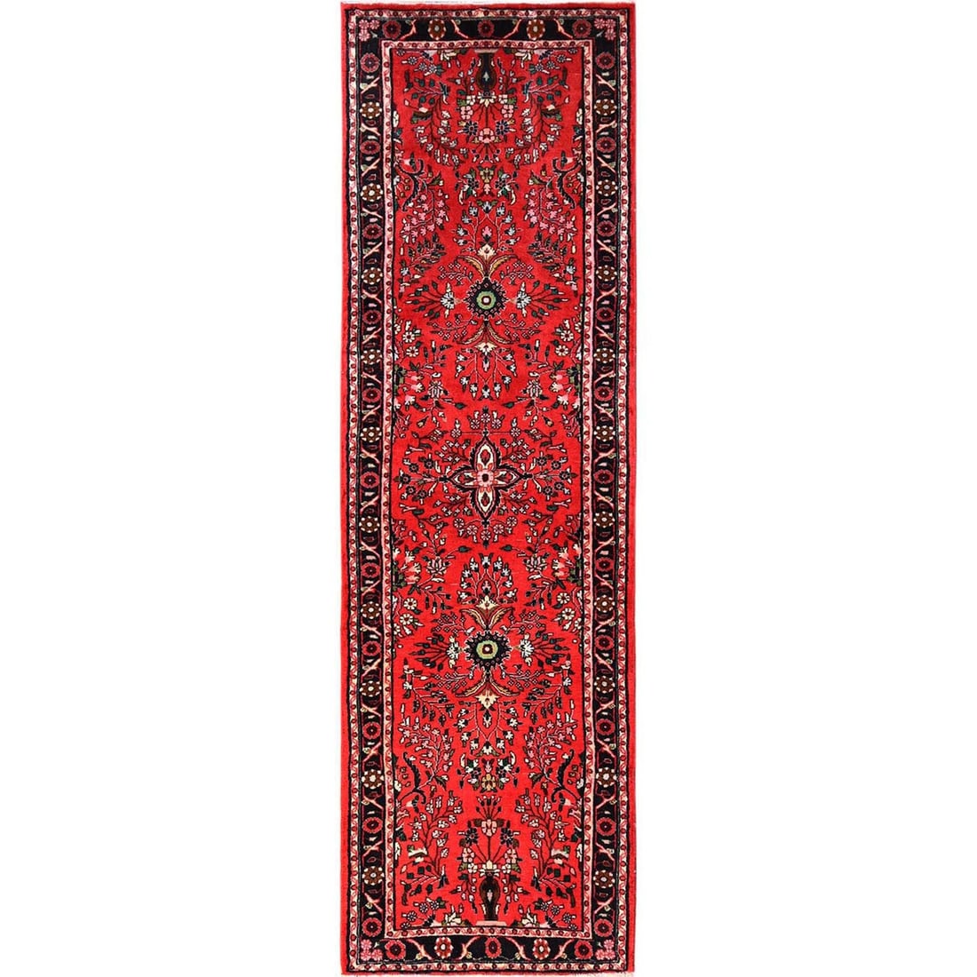 Zoroastrian Hand-Knotted Wool Runner - 2'9"x9'4", Red, All-Over Design: Zoroastrian Hand-Knotted Wool Runner - 2'9"x9'4", Red, All-Over Design Experience the rich cultural heritage of Turkey with this stunning Zoroastrian hand-knotted wool runner, boasting an all-over des