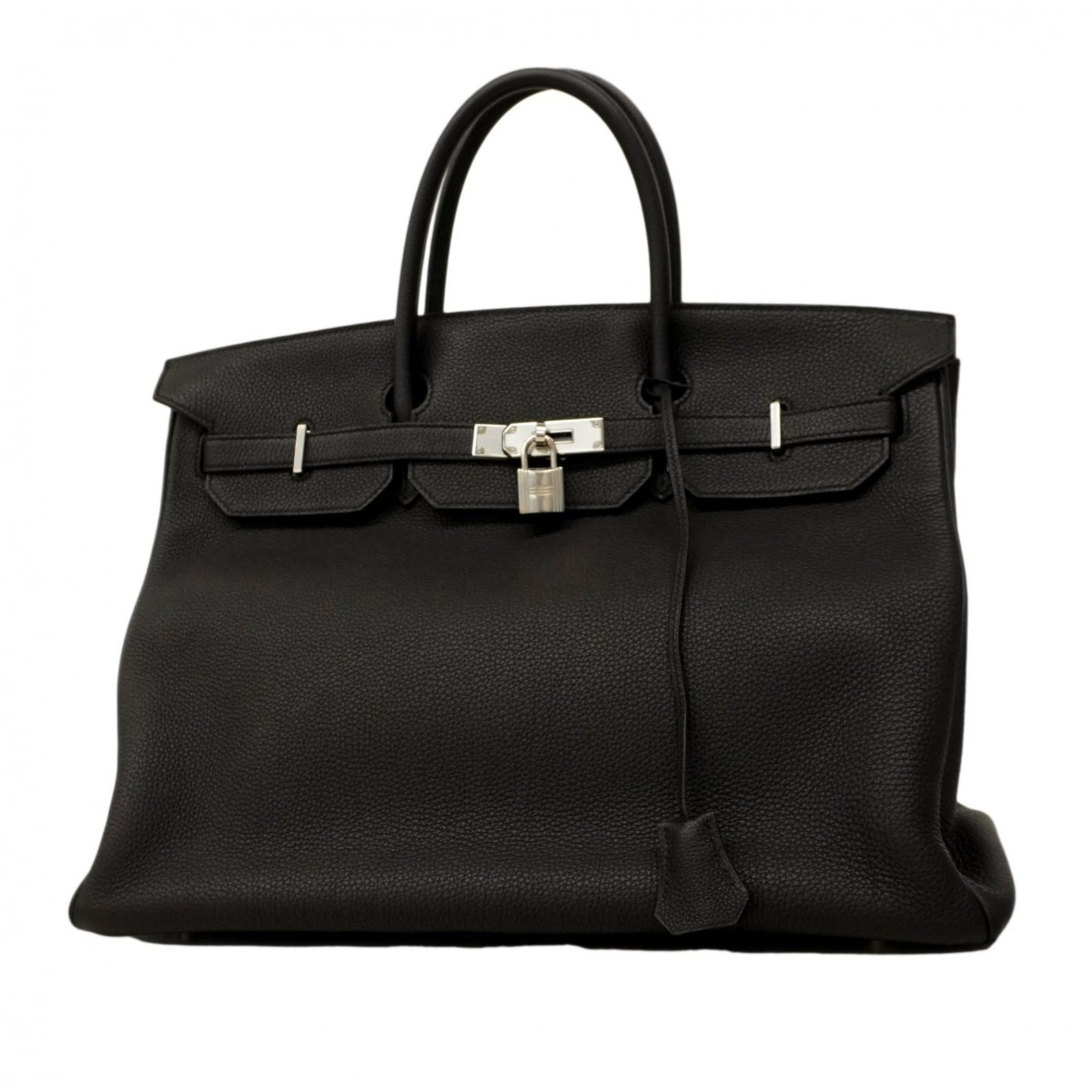 Leather Hermes Handbag Togo: Leather Hermes Handbag Togo A classic Togo leather black Hermes handbag, perfect for the discerning gentleman, boasts sleek silver hardware and a timeless design that exudes sophistication. With its d