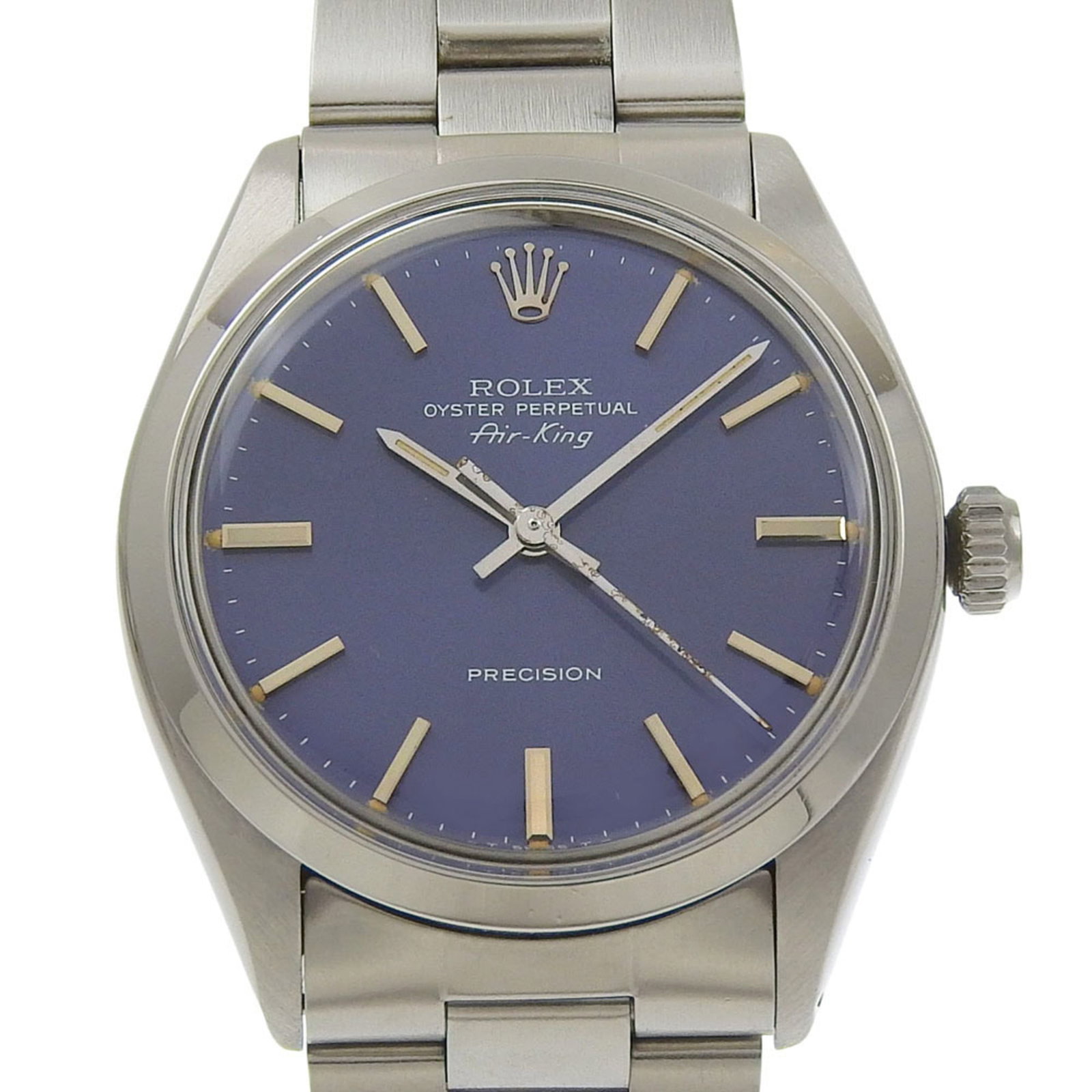 Wristwatch Rolex: Wristwatch Rolex A pre-owned Rolex wristwatch in excellent condition, boasting a sleek 34mm stainless steel case and band, paired with a striking blue dial that exudes sophistication and elegance. Wit