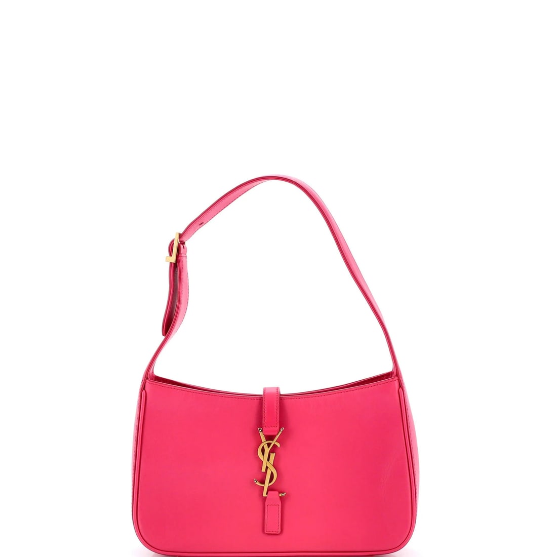 Saint Laurent Le 5 A 7 Hobo Leather Small: Saint Laurent Le 5 A 7 Hobo Leather Small The Saint Laurent Le 5 A 7 Hobo Leather Small is a chic and stylish small leather tote, boasting a vibrant pink exterior that adds a pop of personality to any