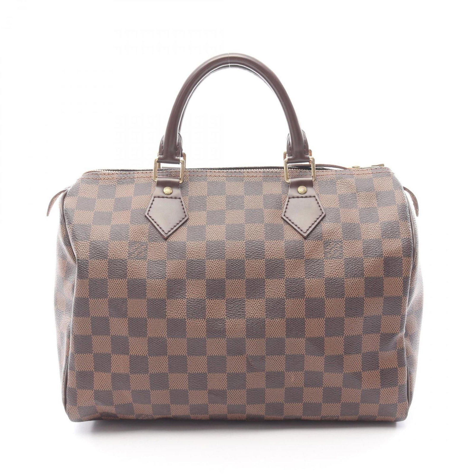 Louis Vuitton Damier Canvas Handbag in Coated Canvas and Leather: Louis Vuitton Damier Canvas Handbag in Coated Canvas and Leather A timeless piece from the iconic Louis Vuitton Damier collection, this brown leather handbag boasts a striking damier canvas exterior a
