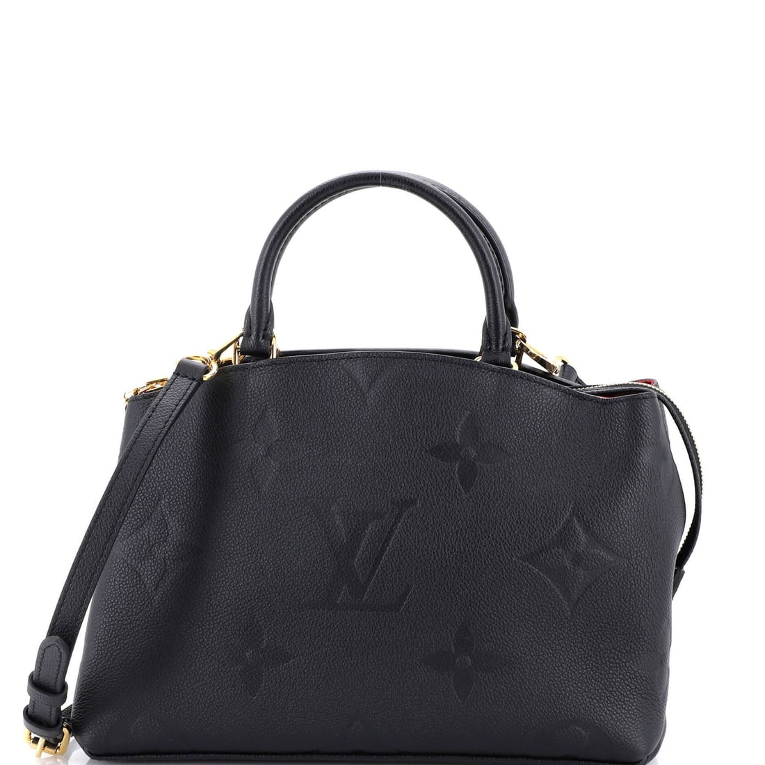 Louis Vuitton Petit Palais Monogram Empreinte Handbag: Louis Vuitton Petit Palais Monogram Empreinte Handbag Own the iconic style of Louis Vuitton with the Petit Palais Monogram Empreinte handbag, boasting the brand's signature giant monogram pattern in b