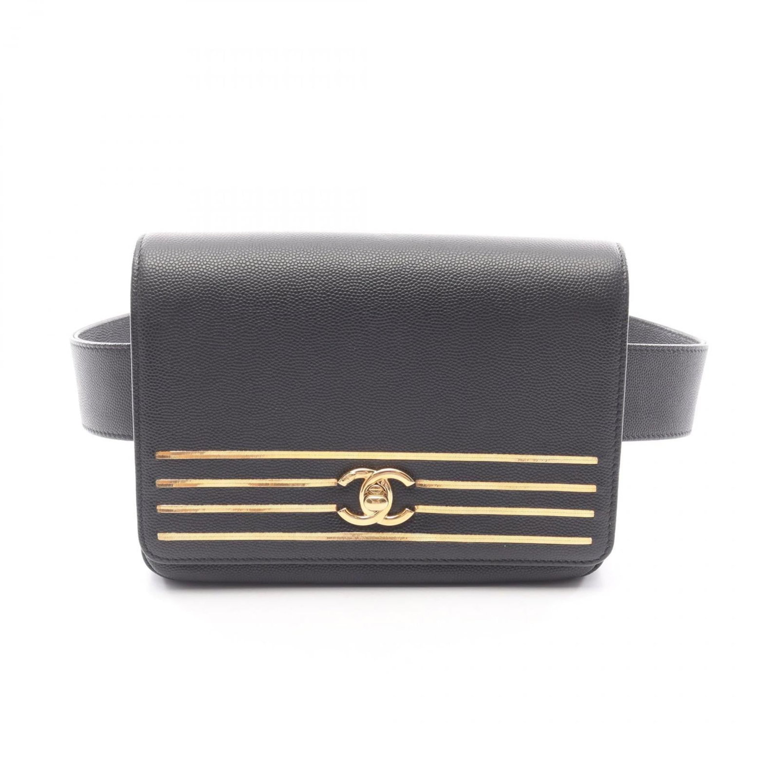 Handbag Leather - Chanel Fanny Pack: Handbag Leather - Chanel Fanny Pack A sleek and sophisticated Chanel fanny pack, crafted from rich calfskin leather in classic black, adds an edgy touch to any outfit. With its timeless design and pre