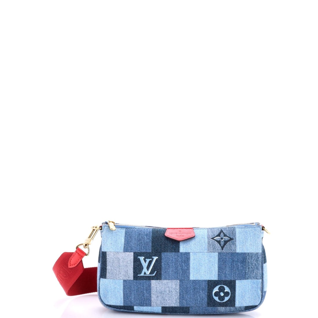 Louis Vuitton Pochette Accessoires in Damier & Monogram Patchwork Denim: Louis Vuitton Pochette Accessoires in Damier & Monogram Patchwork Denim A unique and stylish Louis Vuitton Pochette Accessoires in Damier & Monogram Patchwork Denim, this cross-body bag boasts a strik