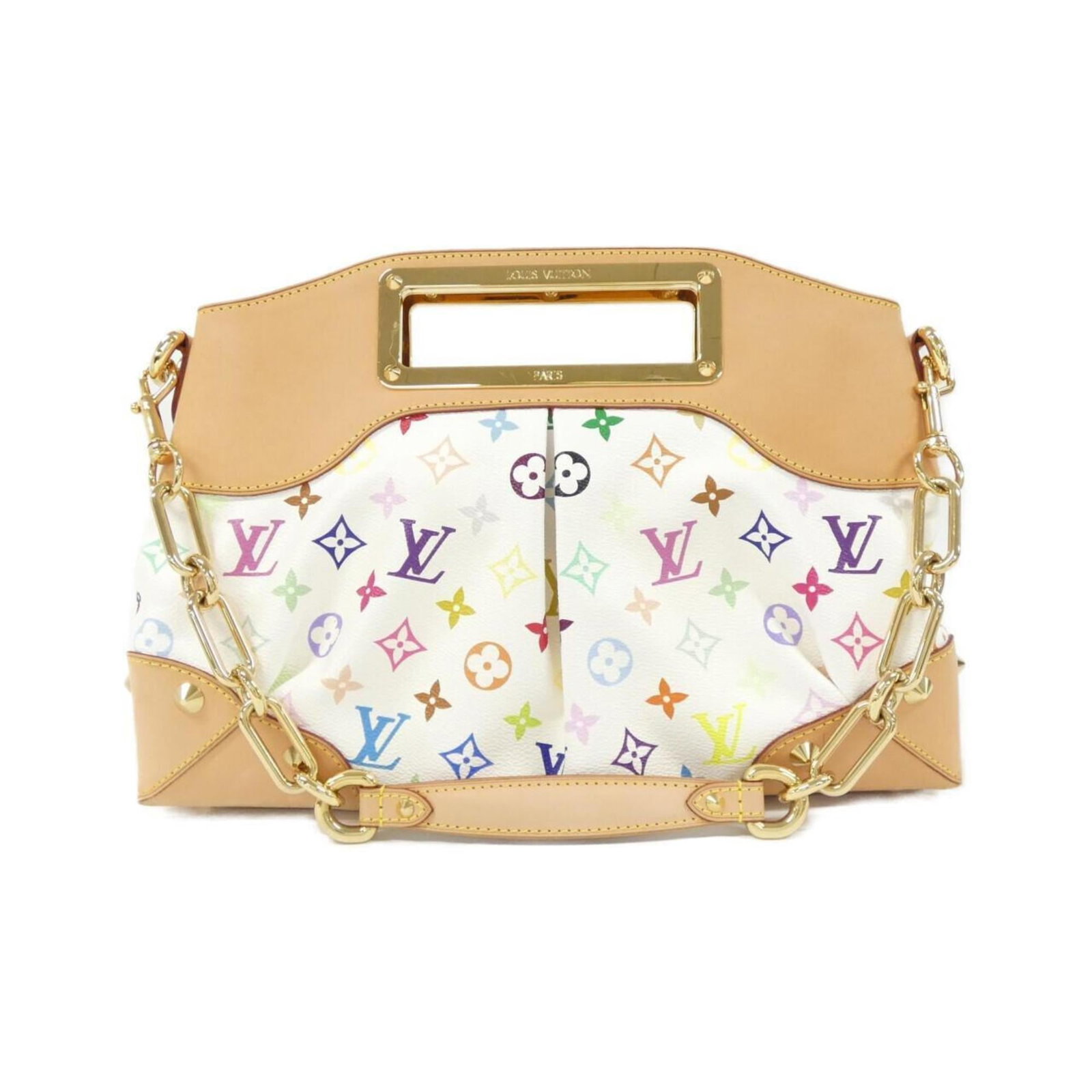 Louis Vuitton Coated Canvas Handbag: Louis Vuitton Coated Canvas Handbag A timeless piece from the iconic Louis Vuitton collection, this coated canvas handbag boasts a sleek white finish and elegant gold hardware. With its classic design