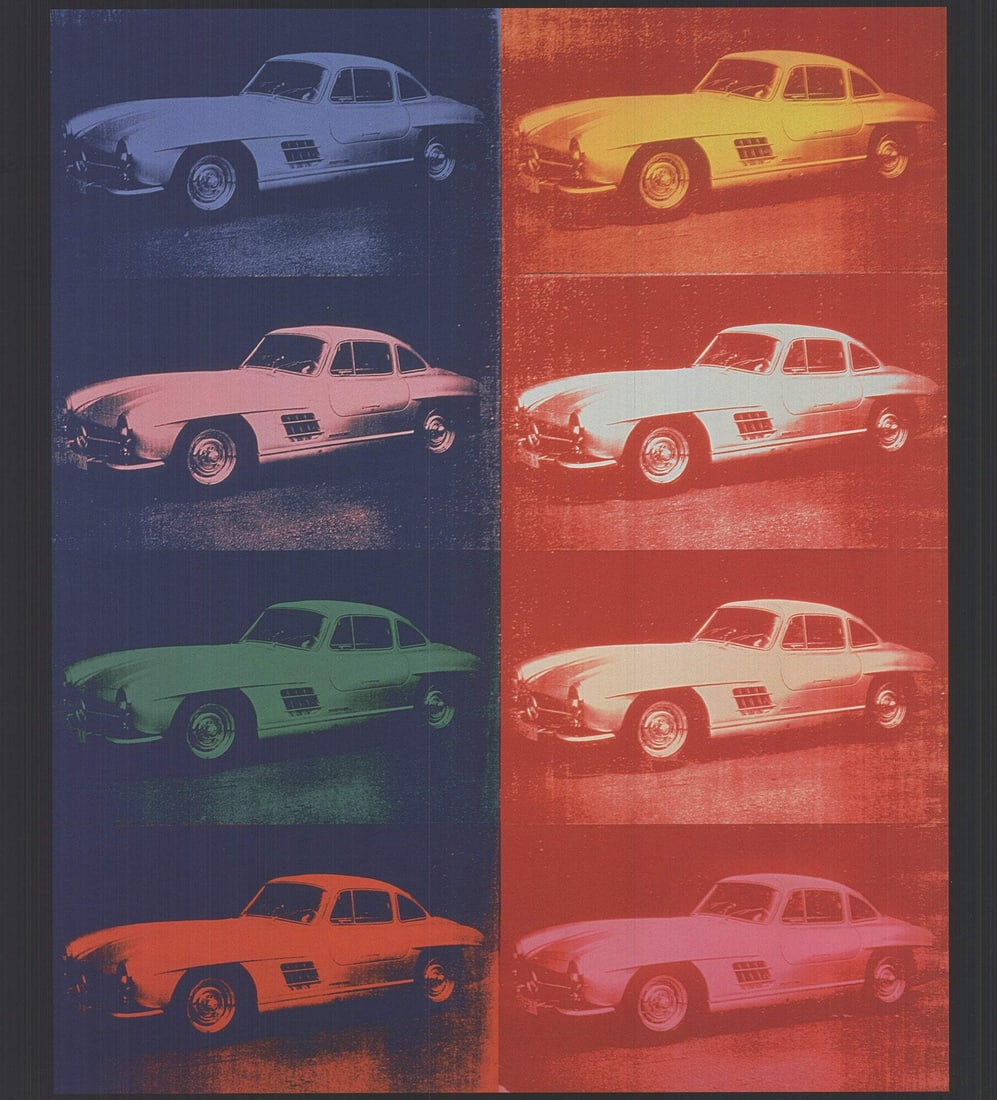 A ANDY WARHOL Mercedes-Benz 300 SL Coupe 20.75" x 19" Offset Lithograph 2010 Pop: A ANDY WARHOL Mercedes-Benz 300 SL Coupe 20.75" x 19" Offset Lithograph 2010 Pop Get ready to own a piece of pop art history with this stunning Andy Warhol offset lithograph, featuring his iconic Merc