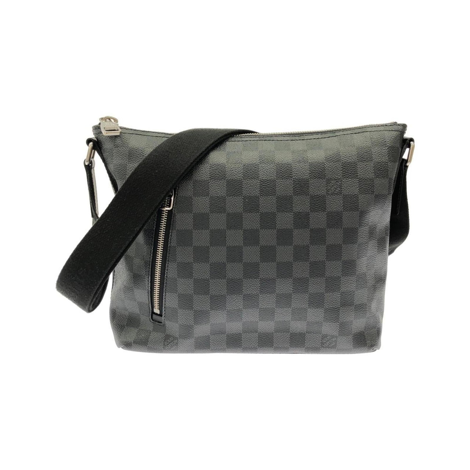 Louis Vuitton Coated Canvas Shoulder Bag: Louis Vuitton Coated Canvas Shoulder Bag A pre-owned Louis Vuitton shoulder bag in graphite, boasting the iconic coated canvas design and sleek silver hardware, this stylish accessory is perfect for a
