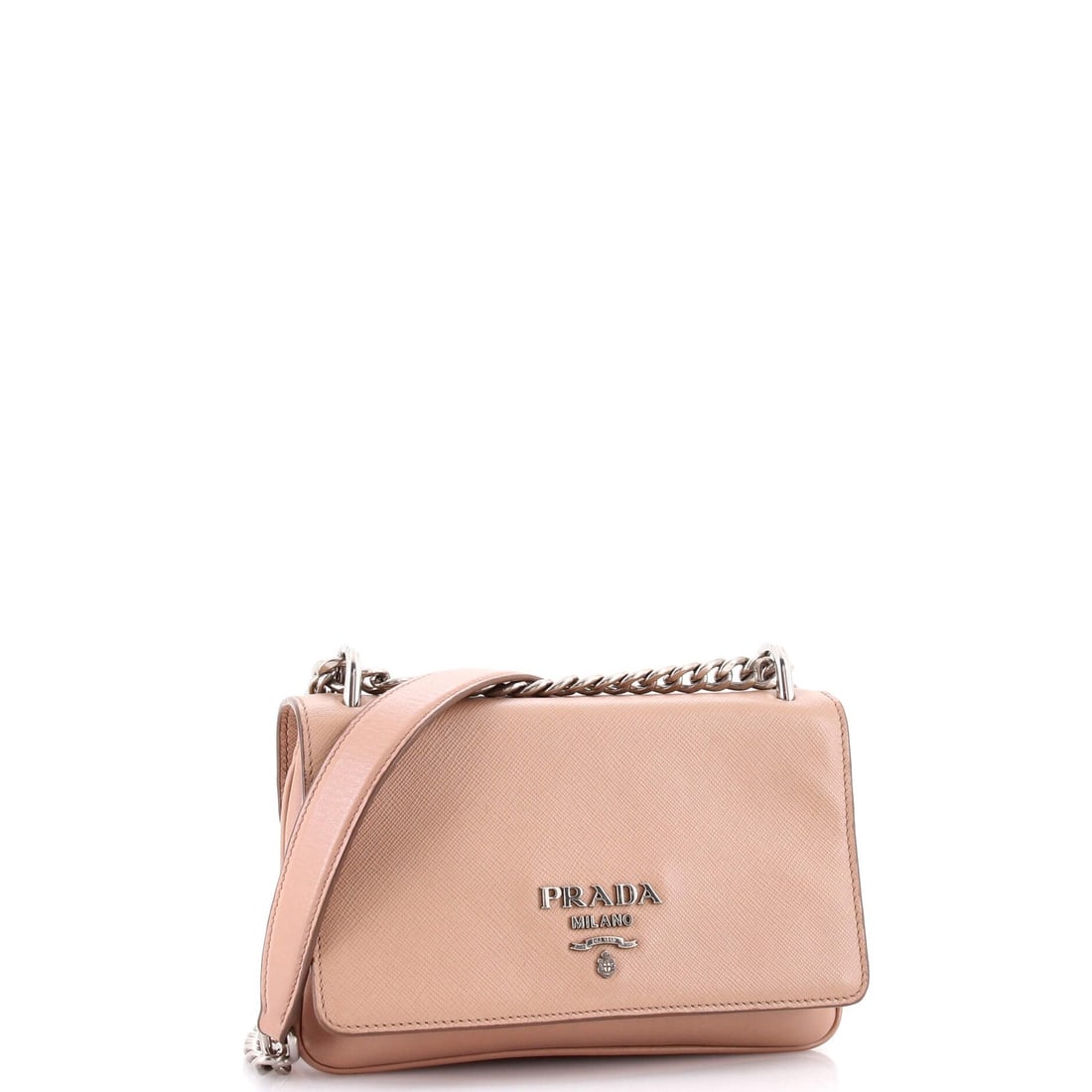 Small Prada Chain Flap Crossbody Bag Saffiano and Soft Calf - 2