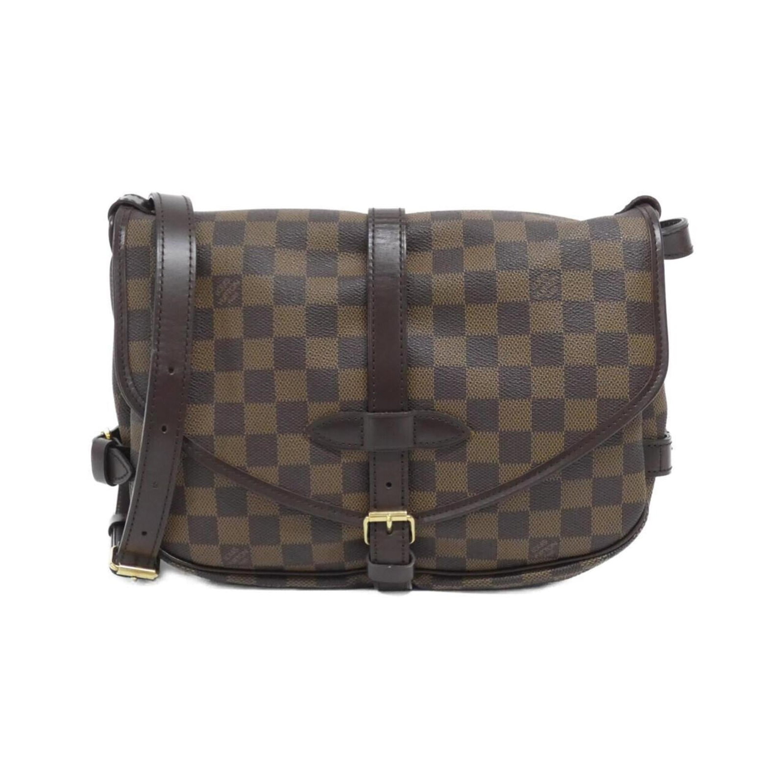 Louis Vuitton Coated Canvas Shoulder Bag: Louis Vuitton Coated Canvas Shoulder Bag Experience the timeless elegance of Louis Vuitton with this stunning Damier Canvas shoulder bag, featuring the iconic Ebene pattern on coated canvas that adds