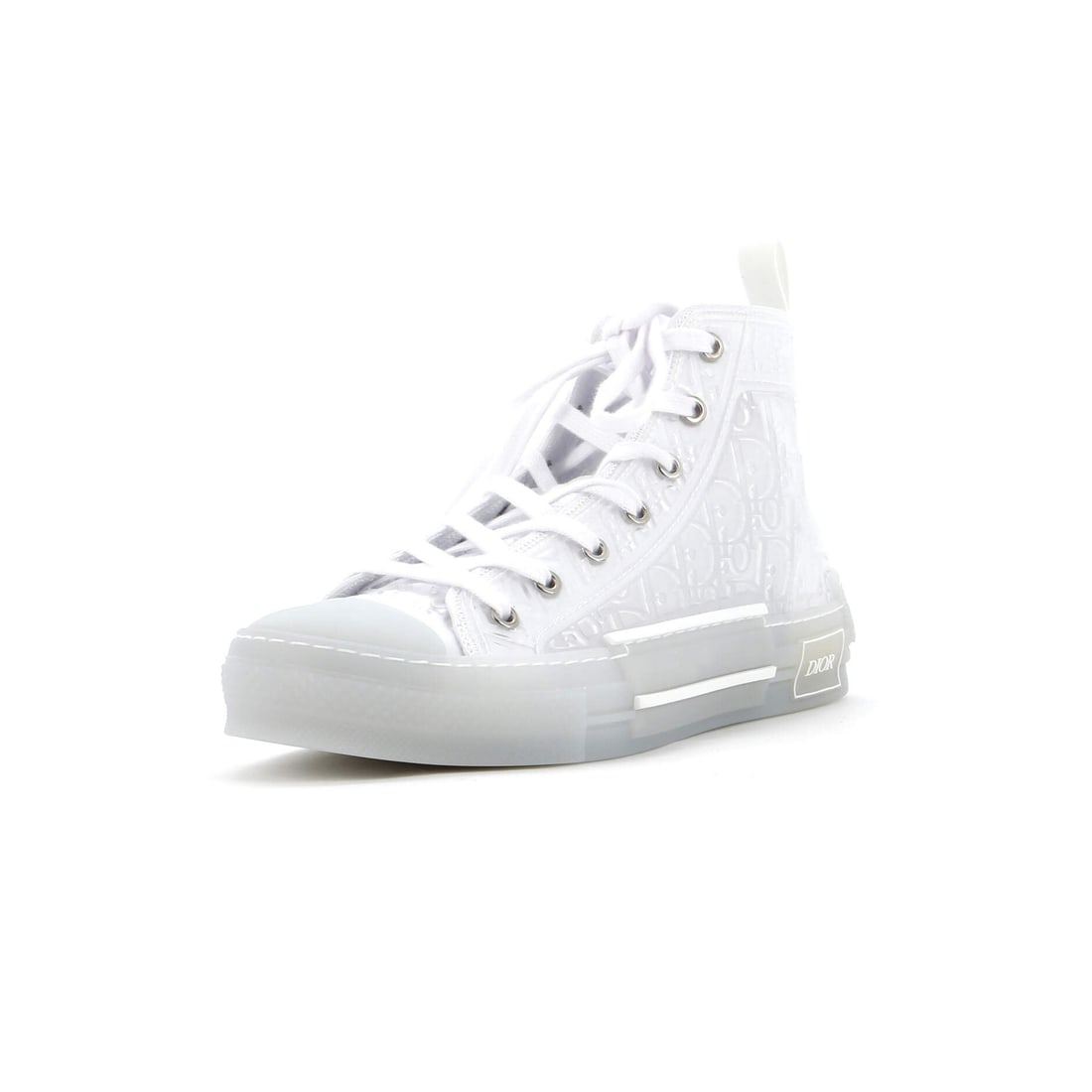 Christian Dior Men's B23 High-Top Sneakers with Embossed PVC: Christian Dior Men's B23 High-Top Sneakers with Embossed PVC Elevate your style with the sleek and modern Christian Dior Men's B23 High-Top Sneakers, boasting a striking clear PVC upper that adds an e