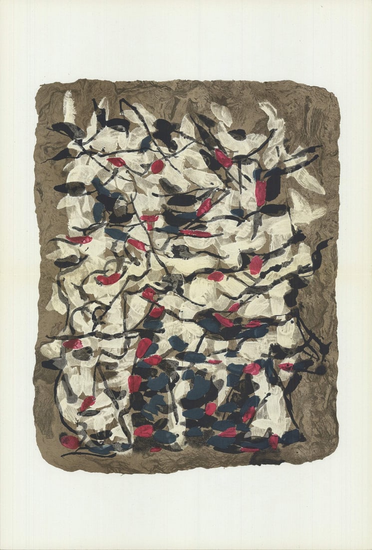 Jean-Paul Riopelle Composition IV (1966) - 15" x 22" Lithograph: Jean-Paul Riopelle Composition IV (1966) - 15" x 22" Lithograph Experience the vibrant energy of Jean-Paul Riopelle's Composition IV, a 1966 lithograph that showcases the artist's unique blend of abst