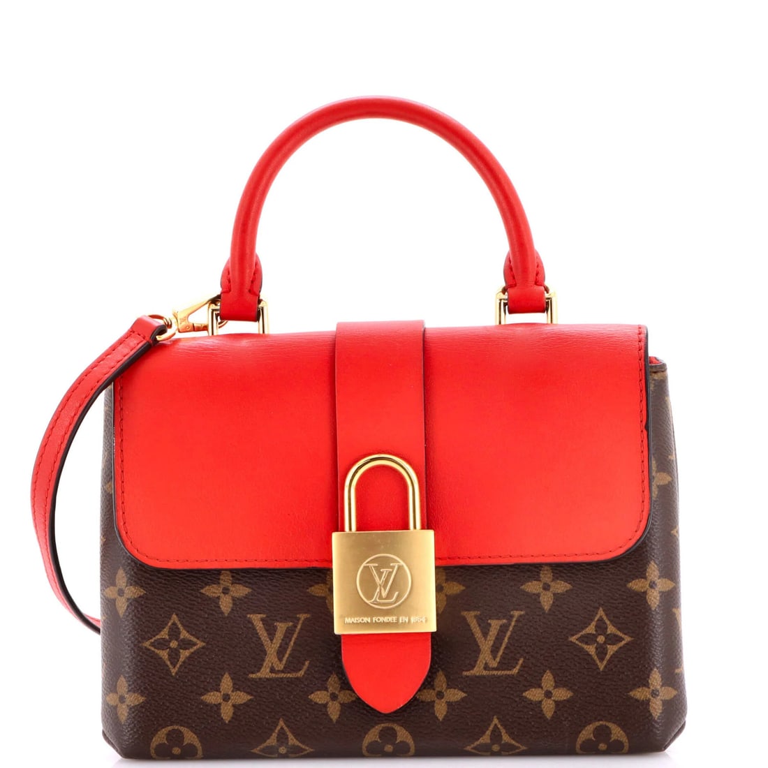 Louis Vuitton Locky Handbag - Monogram Canvas and Leather BB: Louis Vuitton Locky Handbag - Monogram Canvas and Leather BB Experience the timeless elegance of Louis Vuitton's iconic Locky Handbag, boasting a striking red monogram canvas exterior and supple leath