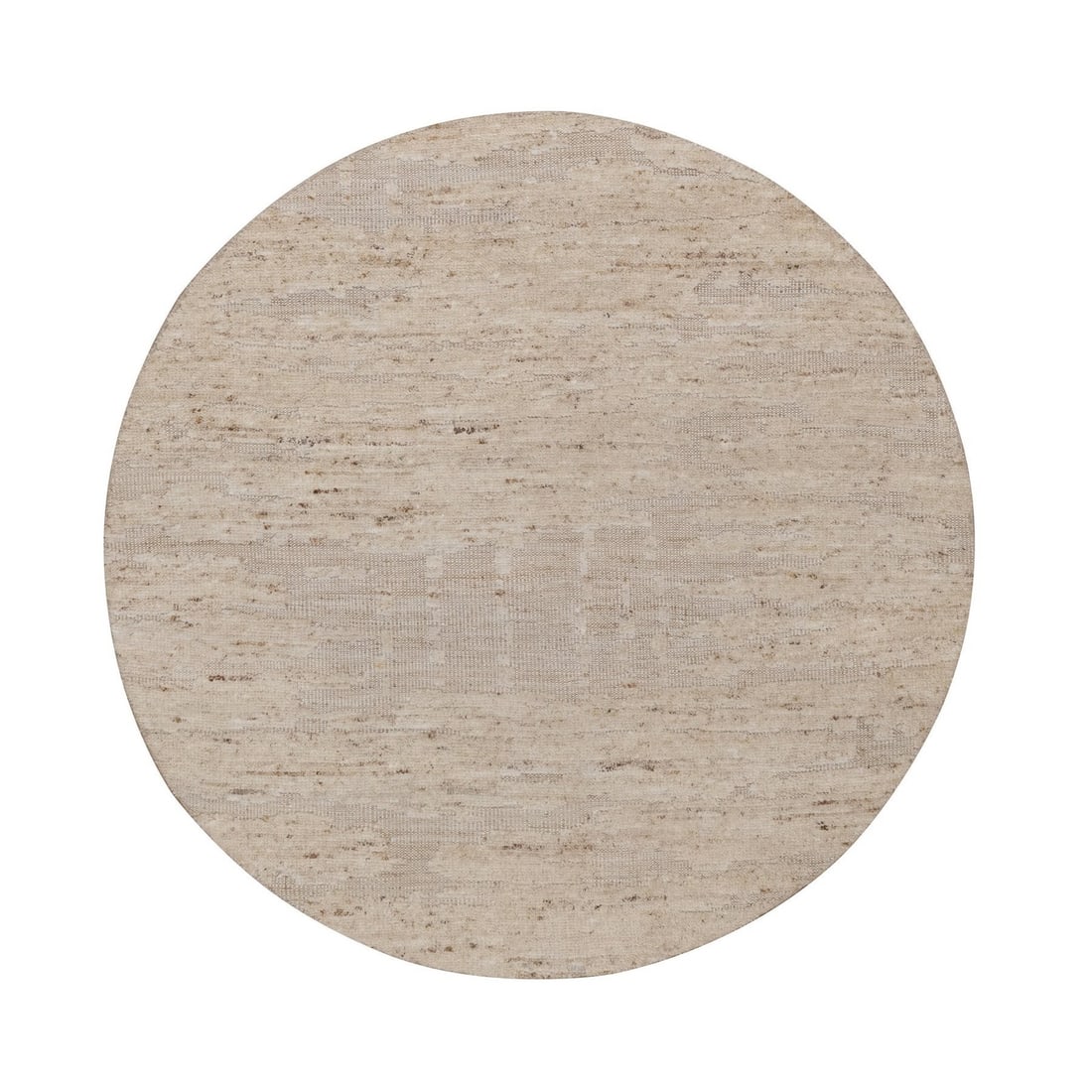 Rug 5'x5' Ivory Hand Knotted Textured Modern Design Wool Round: Rug 5'x5' Ivory Hand Knotted Textured Modern Design Wool Round Experience the timeless elegance of India's rich textile heritage with this stunning 5'x5' Ivory Hand Knotted Textured Modern Design Wool