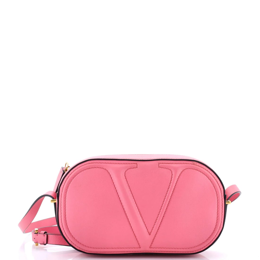 Valentino Garavani VLogo Leather Crossbody Bag: Valentino Garavani VLogo Leather Crossbody Bag Elevate your style with the iconic Valentino Garavani VLogo Leather Crossbody Bag, boasting a chic pink exterior and neutral interior. This timeless