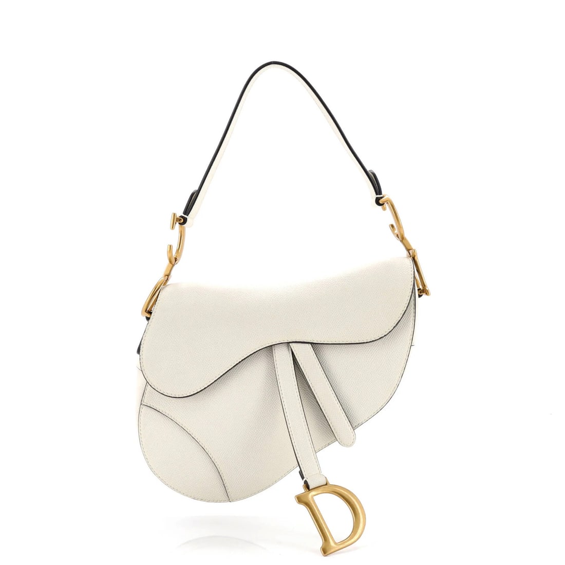 Medium Christian Dior Saddle Handbag Leather: Medium Christian Dior Saddle Handbag Leather A stunning Medium Christian Dior Saddle Handbag, boasting sleek white leather and timeless design, is up for grabs. With its classic shoulder strap and spa