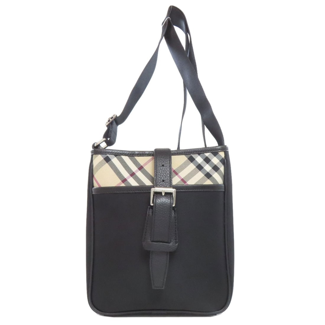 Burberry Nova Check Shoulder Bag in Nylon Canvas and Leather: Burberry Nova Check Shoulder Bag in Nylon Canvas and Leather The Burberry Nova Check Shoulder Bag is a timeless piece that combines classic style with modern functionality. Crafted from durable nylon
