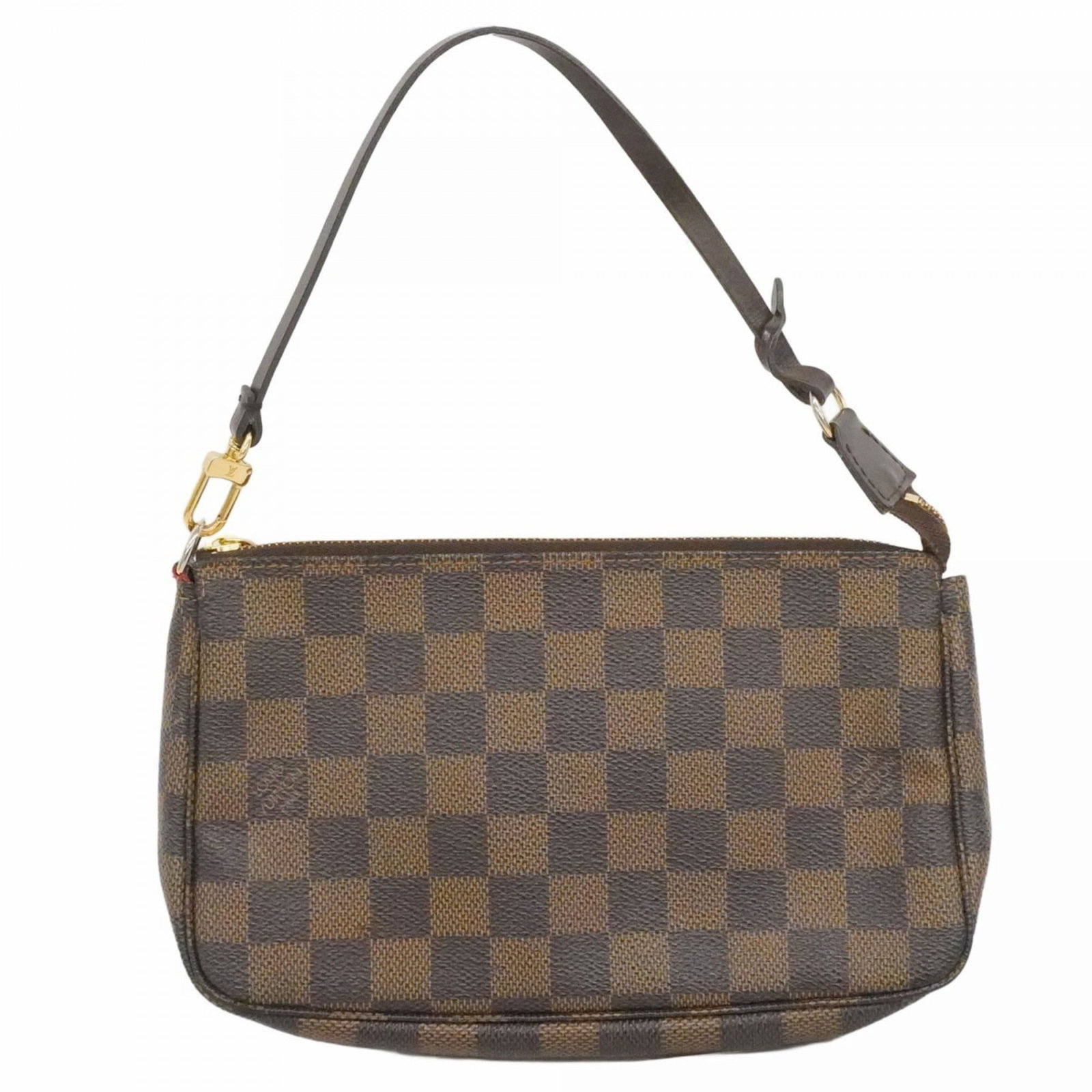 Pouch Louis Vuitton: Pouch Louis Vuitton A pre-owned Louis Vuitton pouch in Ebene leather, boasting the iconic monogram pattern and timeless design that exudes luxury. With its compact size and versatile style, this pouch