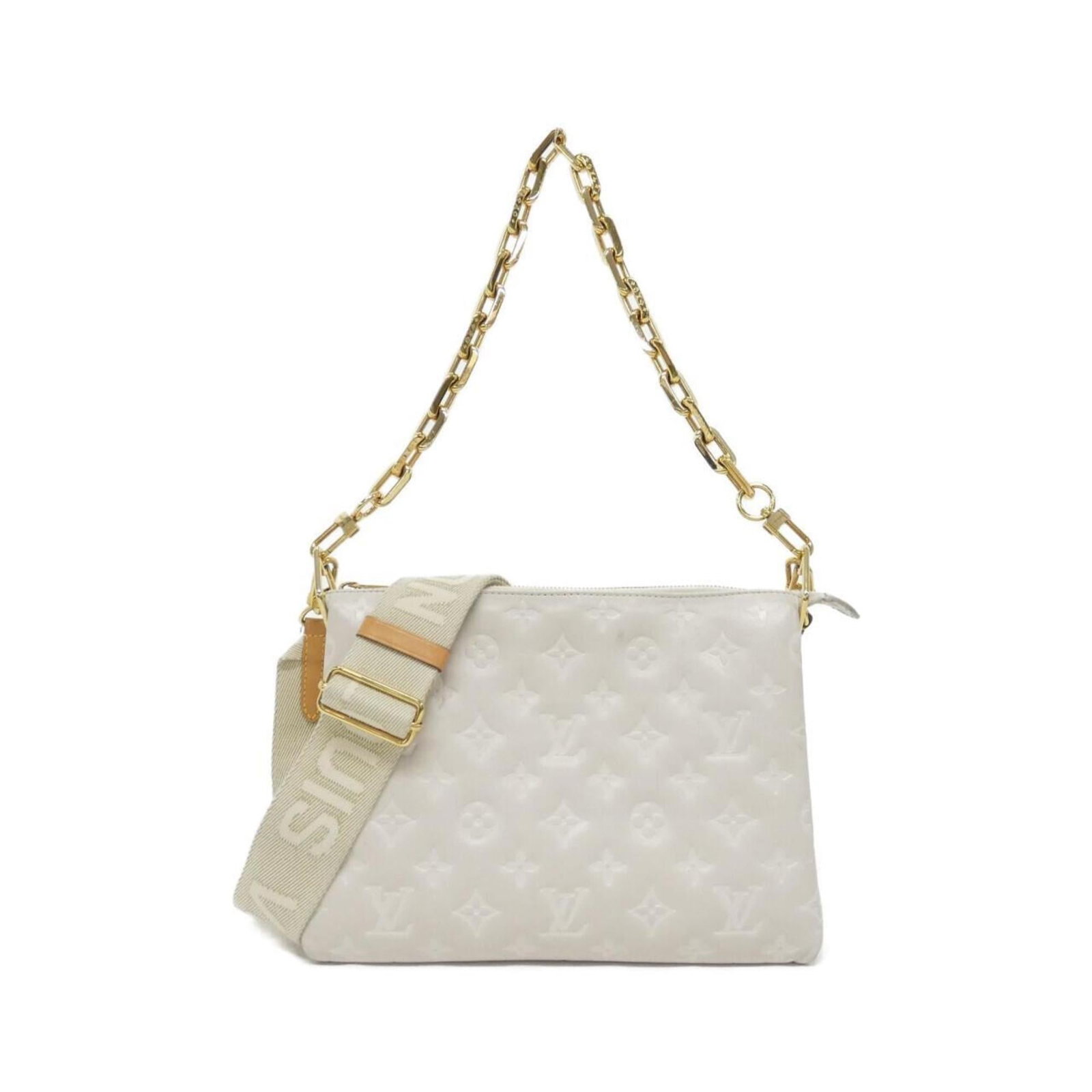 Bag Louis Vuitton Shoulder: Bag Louis Vuitton Shoulder A pre-owned Louis Vuitton shoulder bag in beautiful beige, perfect for adding a touch of timeless elegance to your daily routine. With its classic design and spacious