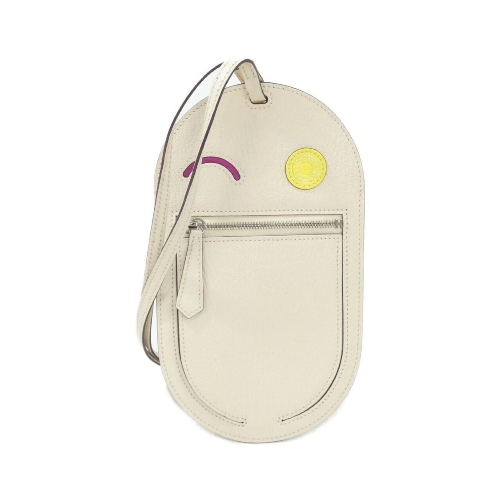 Chevre Leather Hermes Phone Wallet: Chevre Leather Hermes Phone Wallet A rare opportunity to own a pre-owned Hermes phone wallet, crafted from exceptional chevre leather and boasting a sleek white finish. This versatile accessory is per