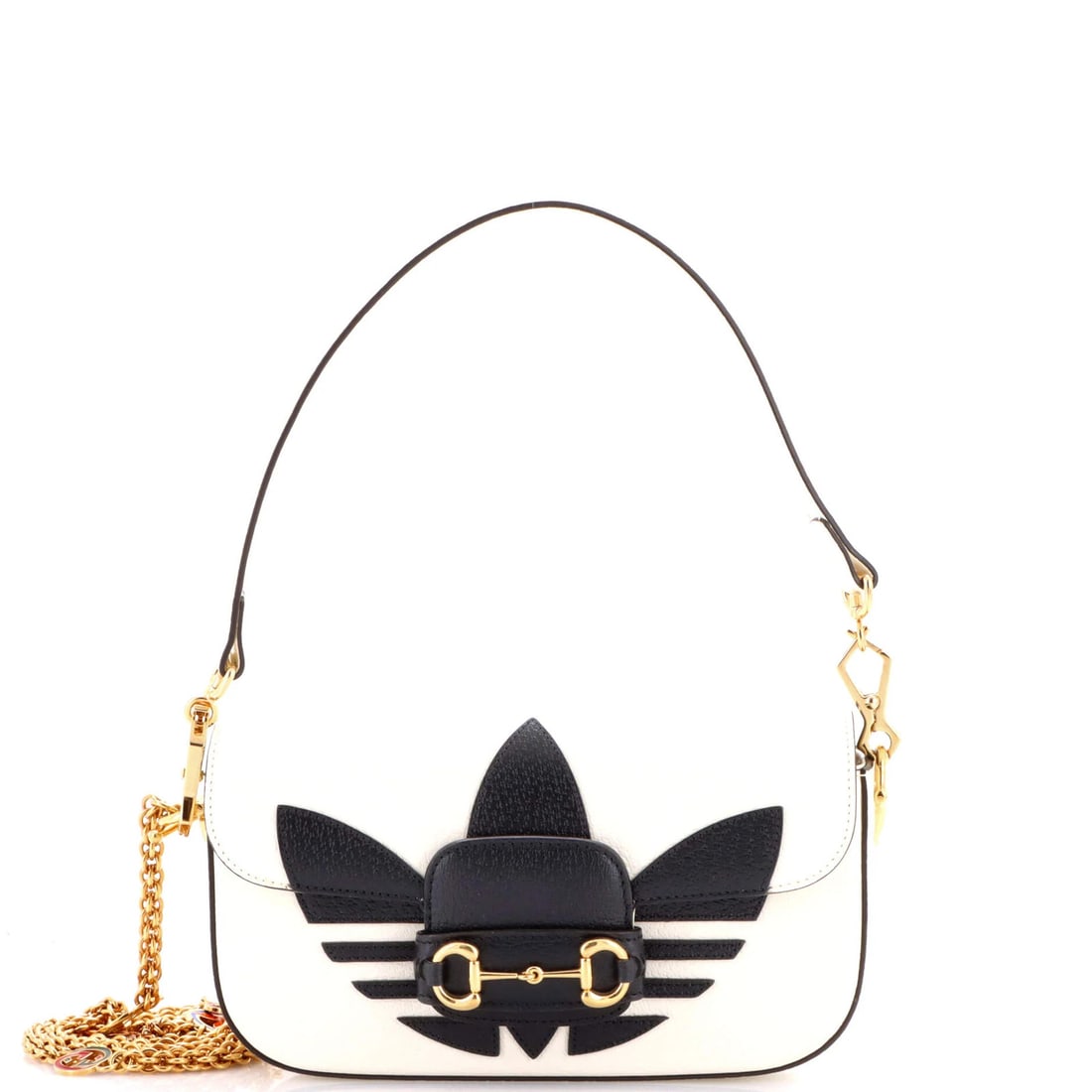 Gucci x Adidas Horsebit 1955 Leather Shoulder Bag East West: Gucci x Adidas Horsebit 1955 Leather Shoulder Bag East West Experience the perfect blend of luxury and sportswear with this Gucci x Adidas Horsebit 1955 Leather Shoulder Bag East West, boasting sleek