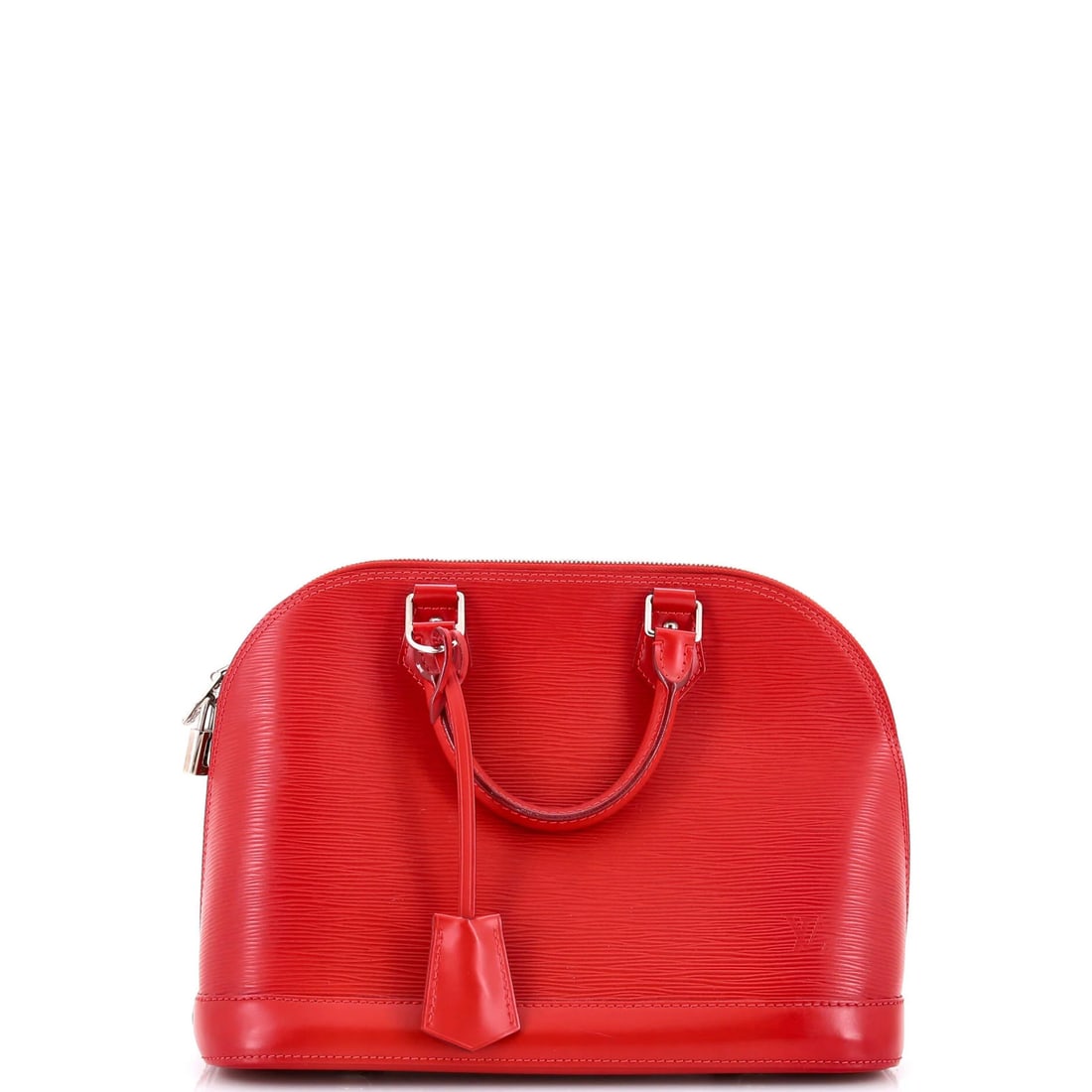 Louis Vuitton Alma Epi Leather Handbag PM: Louis Vuitton Alma Epi Leather Handbag PM The iconic Louis Vuitton Alma Epi Leather Handbag PM is a stunning red leather tote with sleek top handle and signature monogram pattern. With its spacious in