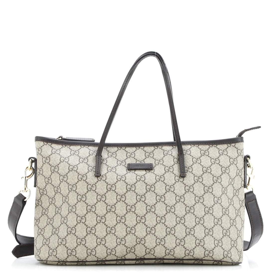 Gucci Medium Convertible Zip Tote in GG Coated Canvas and Leather: Gucci Medium Convertible Zip Tote in GG Coated Canvas and Leather The Gucci Medium Convertible Zip Tote is a timeless piece that combines sleek style with practical versatility, thanks to its converti