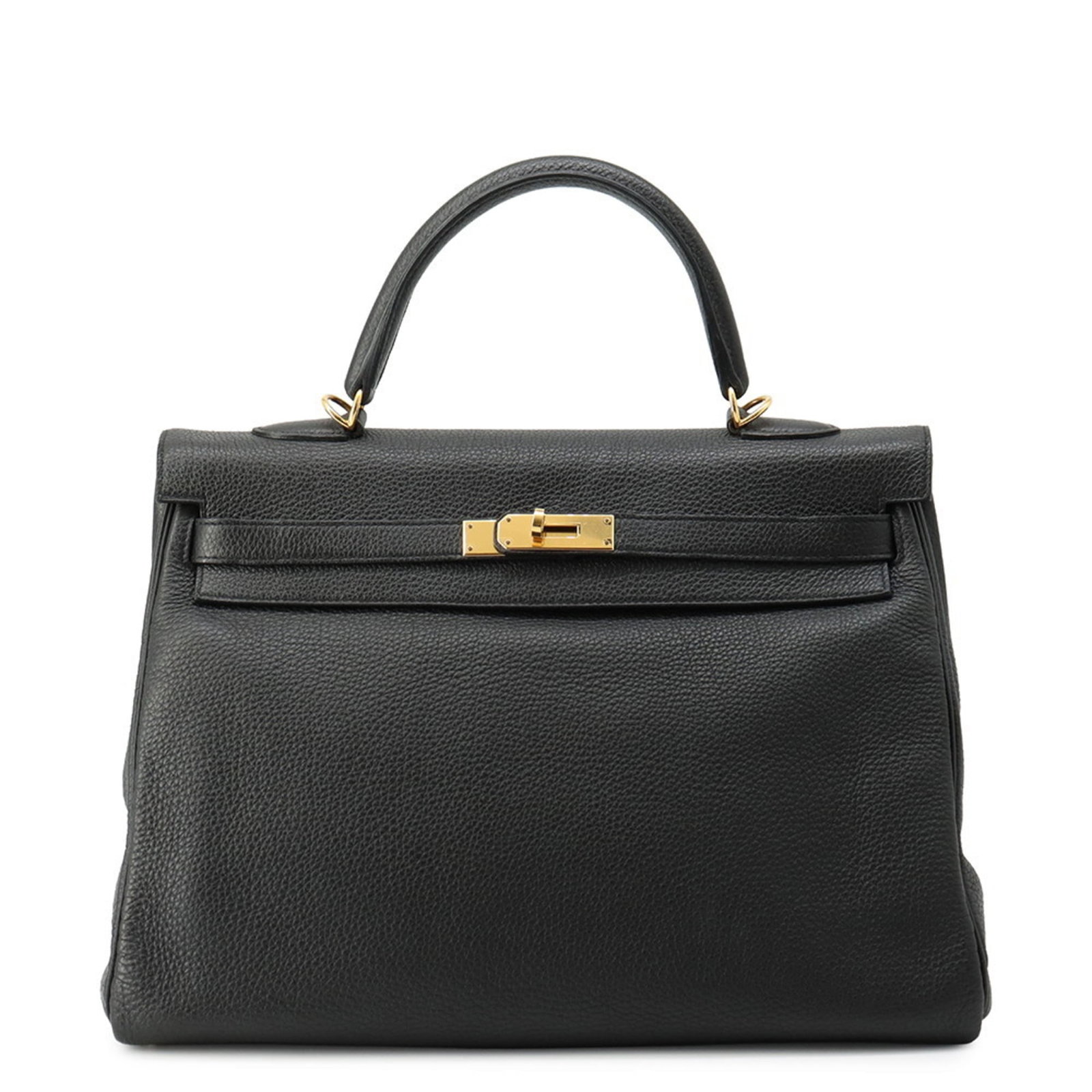 Leather Hermes Handbag Togo: Leather Hermes Handbag Togo A sleek and sophisticated black Togo leather handbag from the iconic Herm?s brand, boasting a classic flap closure and gold hardware for a touch of timeless elegance. With