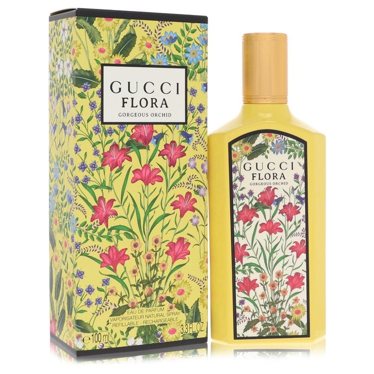 Gucci Eau de Parfum Spray - Refillable Orchid Perfume by Flora Gorgeous: Gucci Eau de Parfum Spray - Refillable Orchid Perfume by Flora Gorgeous Experience the timeless elegance of Gucci with their iconic Eau de Parfum Spray, now available in a refillable format that lets